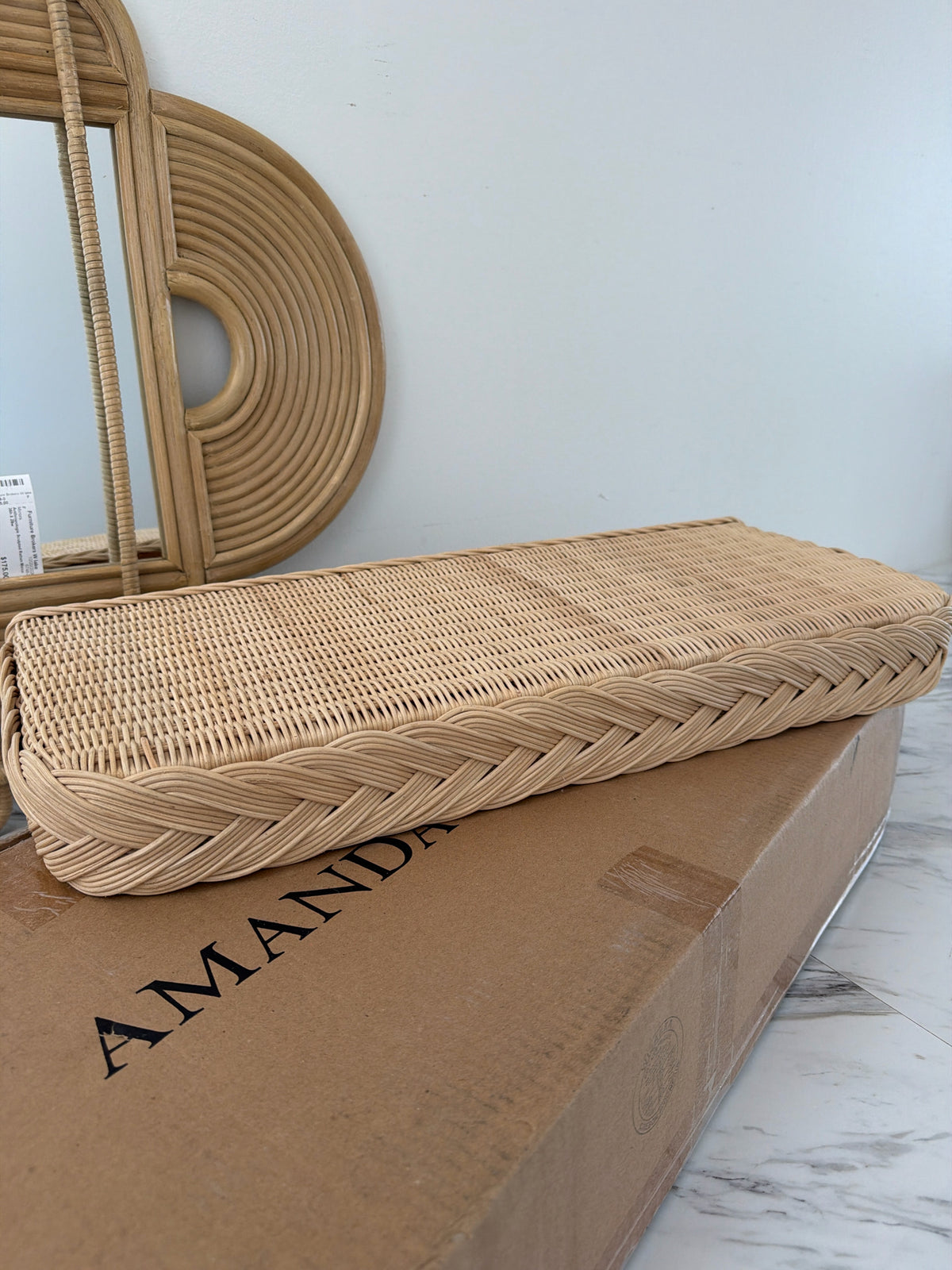 NEW in Box- Amanda Lyndroth Wicker Floating Wall Shelf