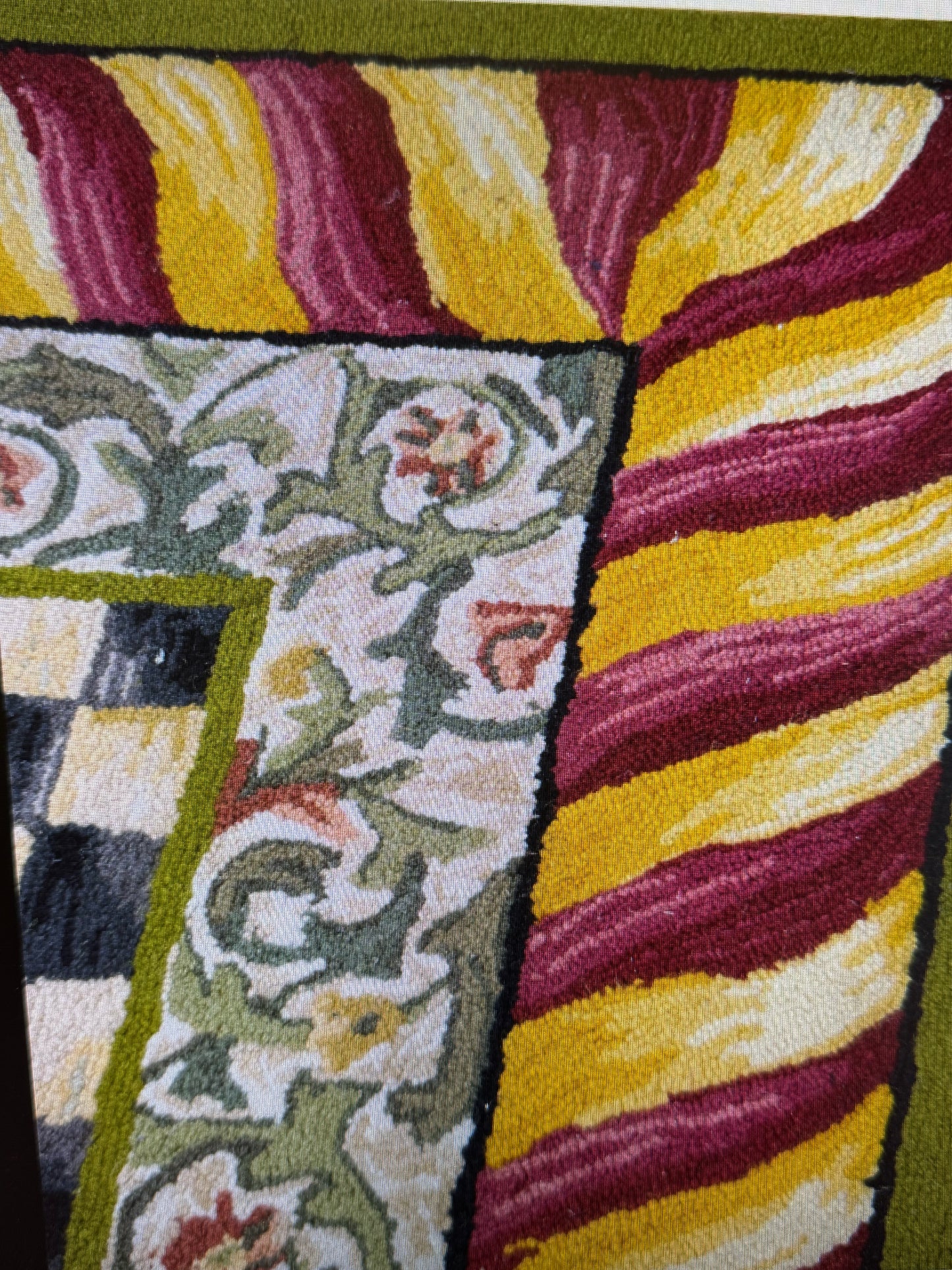 MacKenzie-Childs Courtly Check Red/Gold Wool Runner, 2'6" x 8'