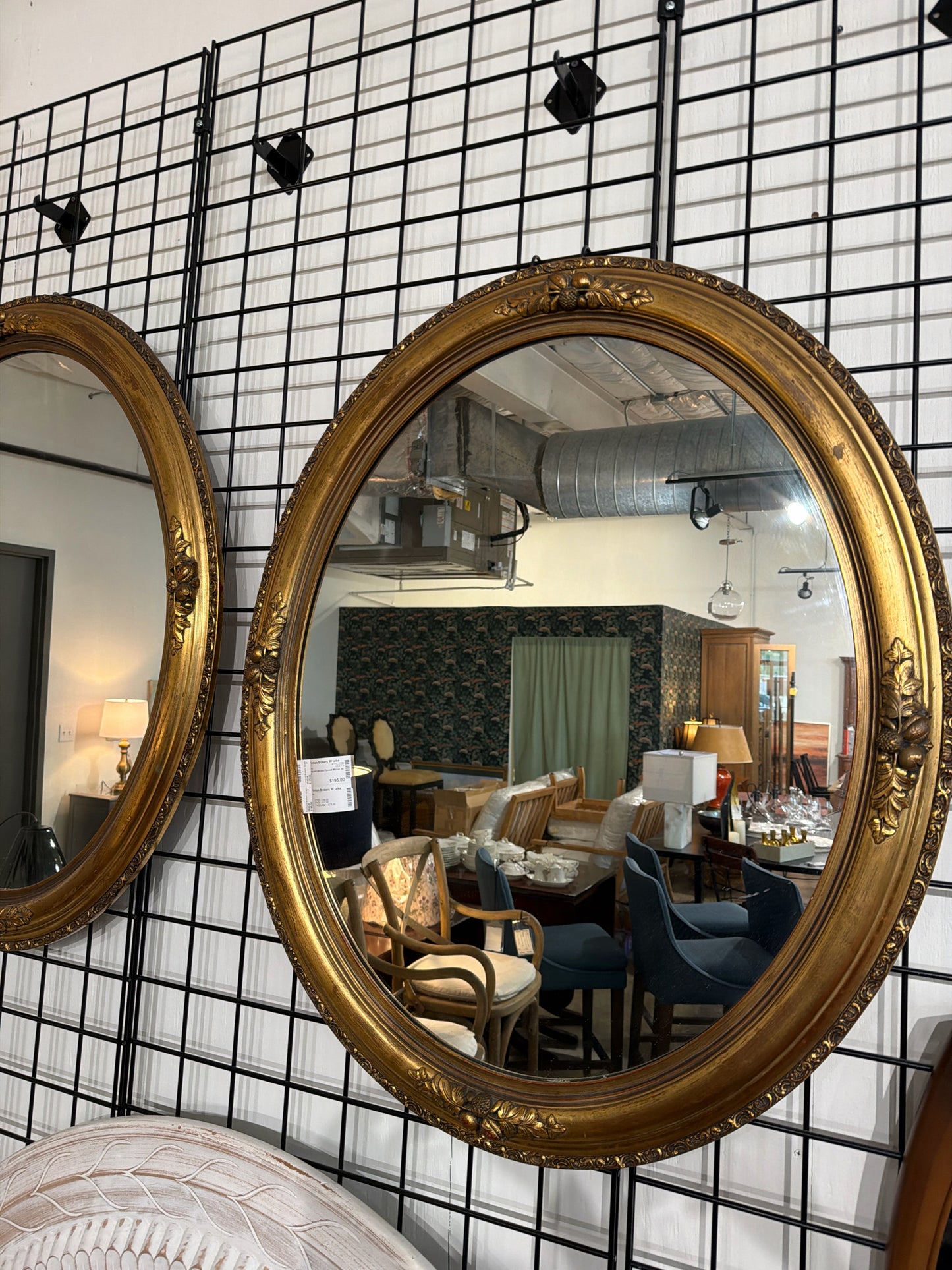 Vintage Gold Gilt Oval Carved Mirror 36 x 30