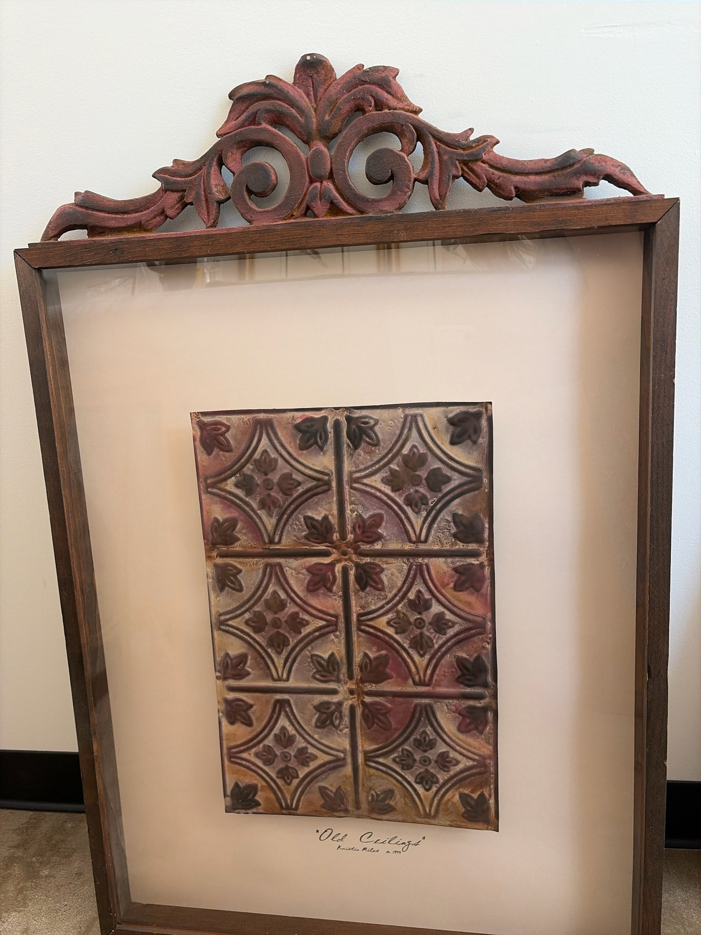 Framed Old Ceiling Tile 24.5 x 37