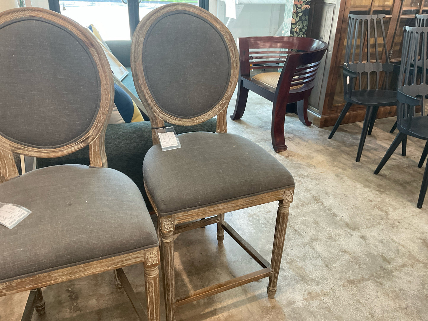 Paige Round Back Upholstered Counter Stool, Grey 26"H Seat