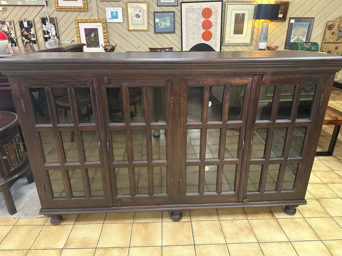 Indian Rosewood Glass Front Cabinet