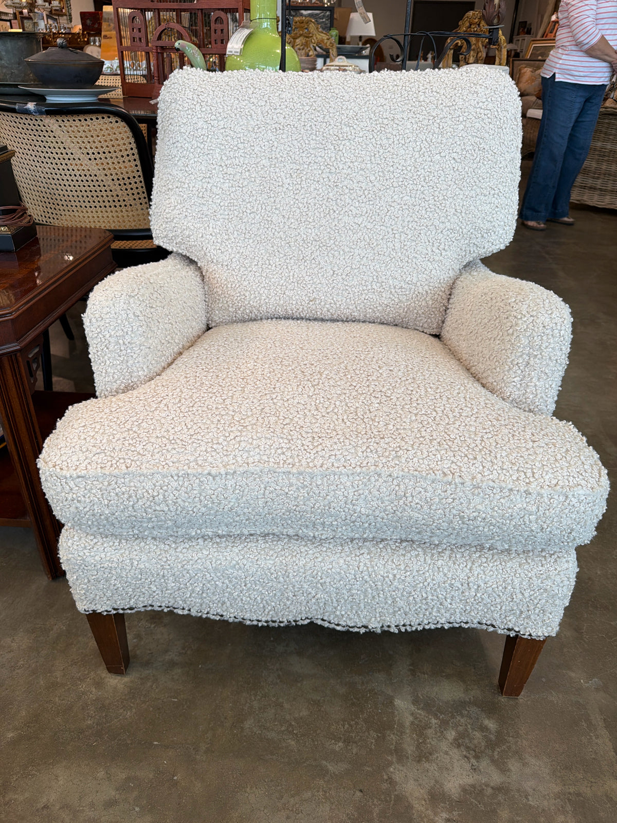 Vintage Chair w/ NEW Off White Boucle Upholstery