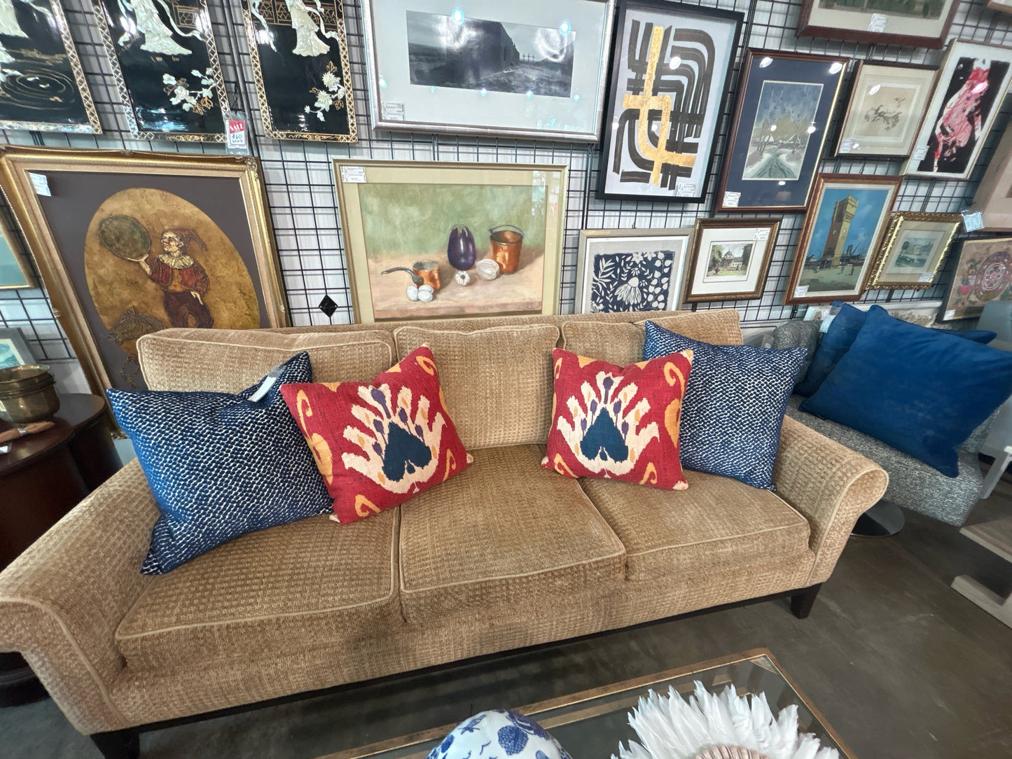 Swaim Furniture 3 Cushion Sofa Camel Color Textured Upholstery