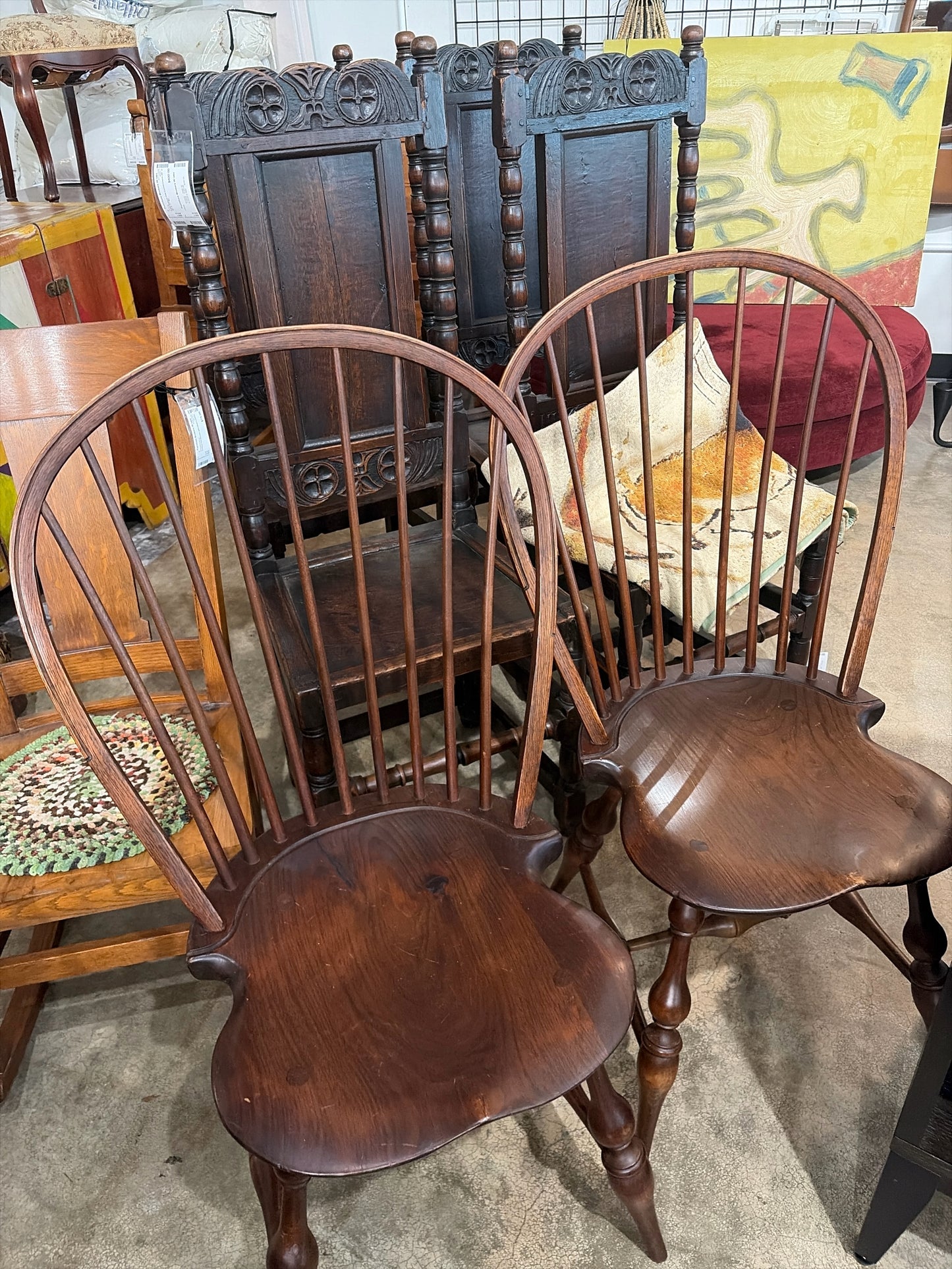 Pair Antique Windsor Back Chairs