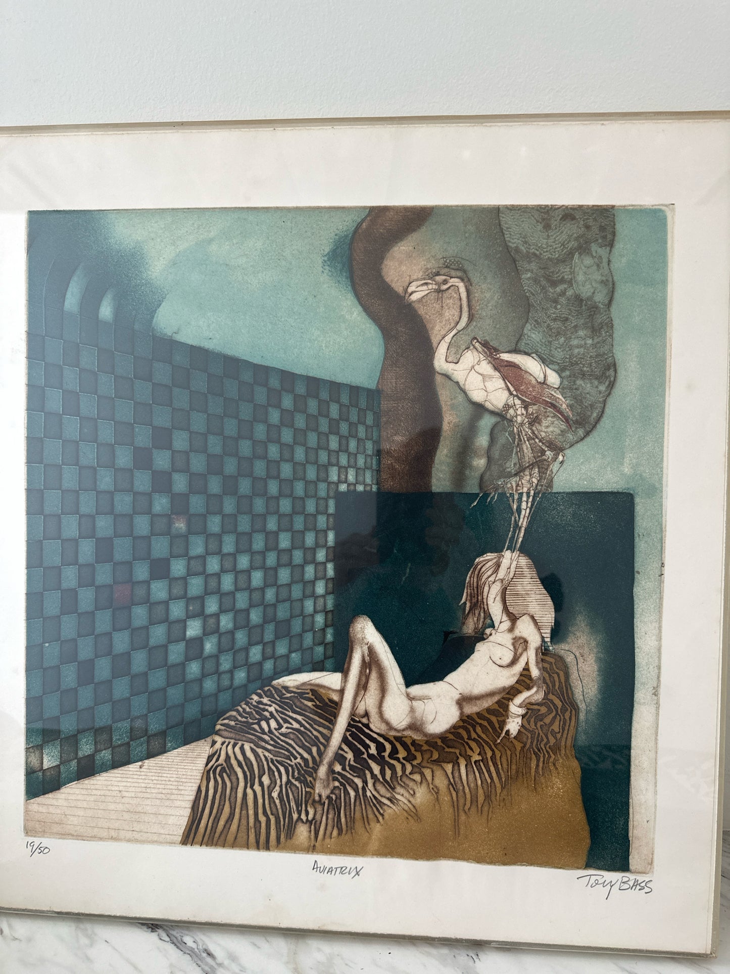 "Aviatrix" by Tony Bass 19/50 Lithograph 17.5 x 18h