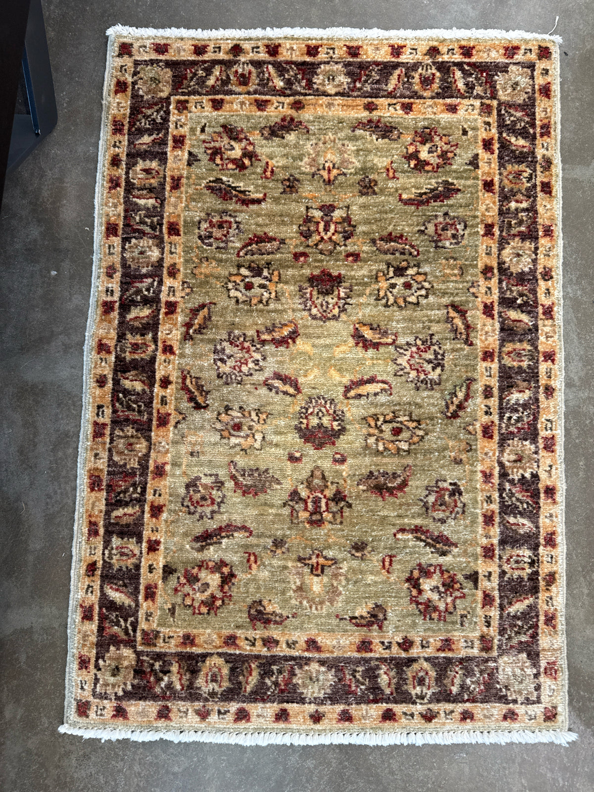 2' x 3' 100% Wool Pakistan Rug in Gold Design