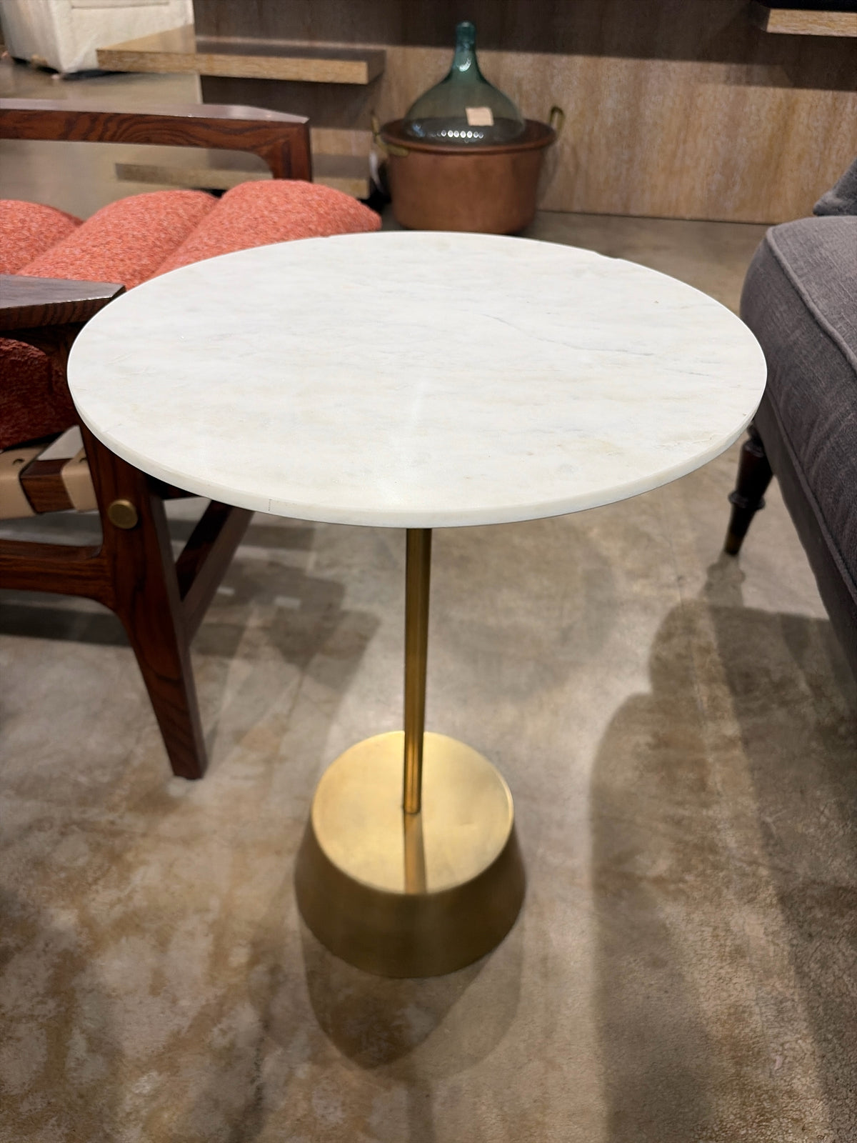West Elm Maisie White Marble/Antique Brass Side Table