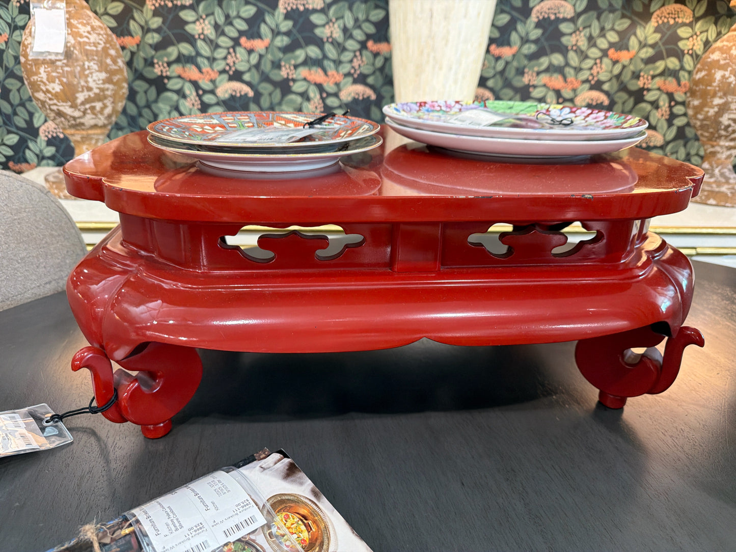 Asian Low Height Table, Red Lacquer