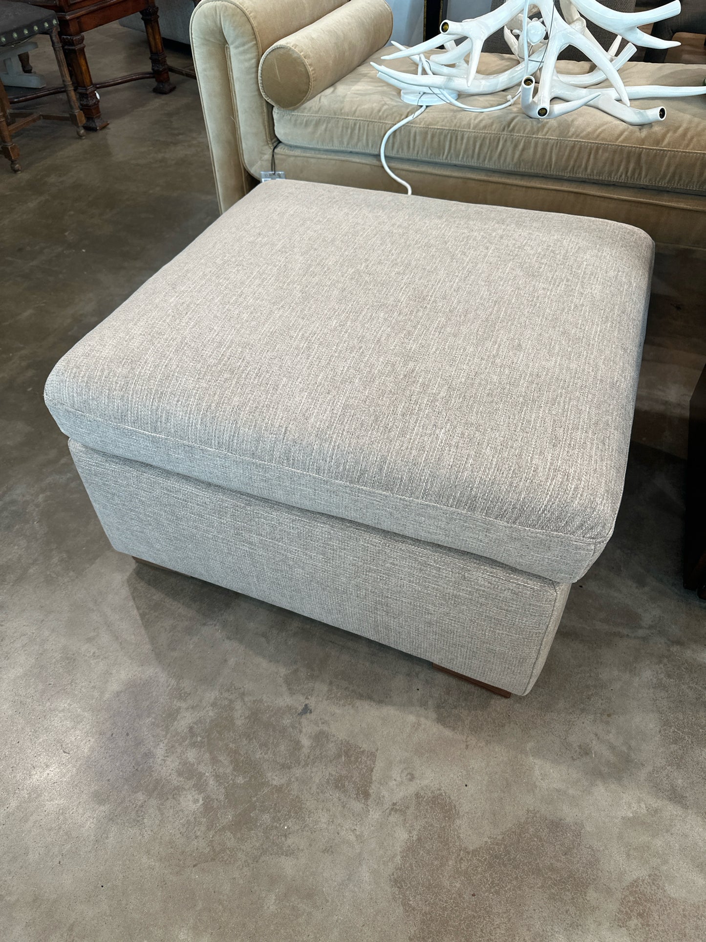 "Interior Define" Square Cream Tweed Ottoman
