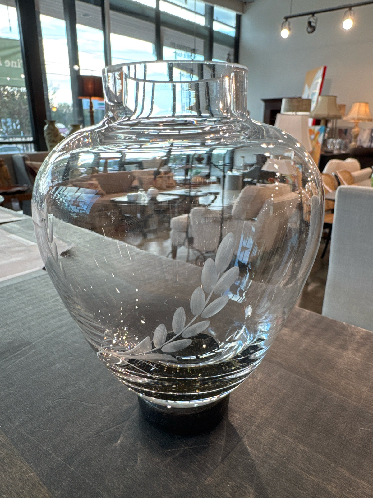 Jan Barboglio 6" Crystal Vase with Iron Base (signed)