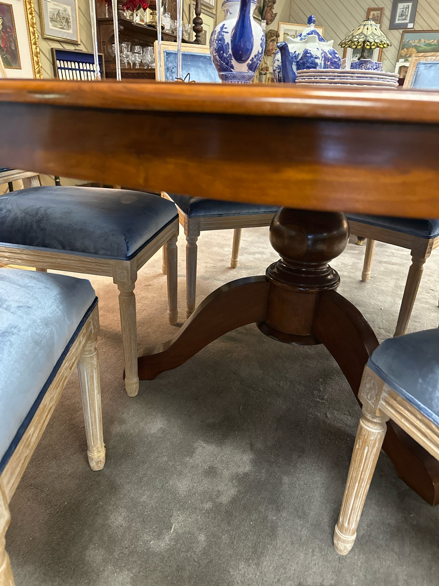 Pedestal 62 " Round Wood Dining Table