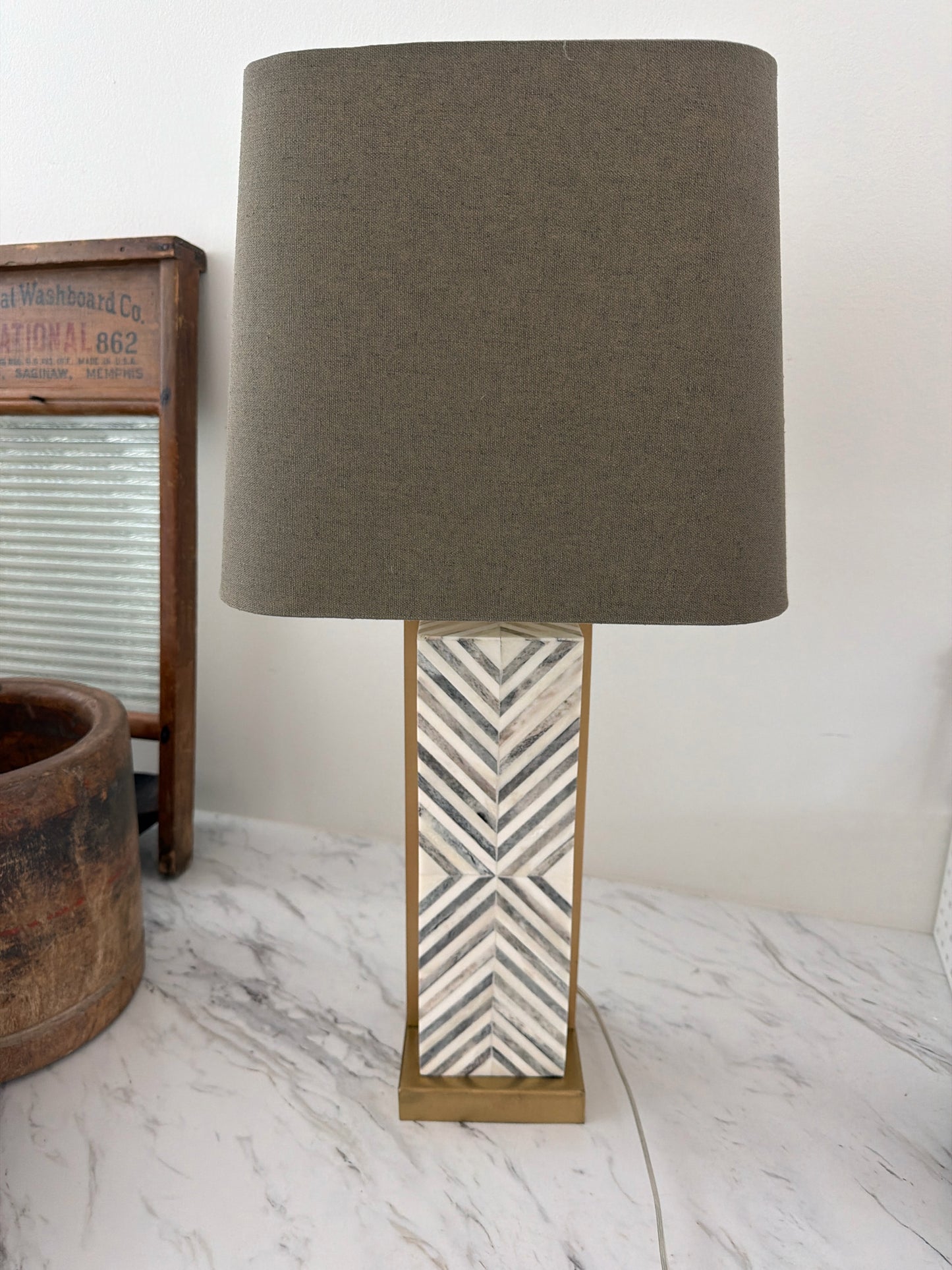 West Elm Chevron/Gold Lamp