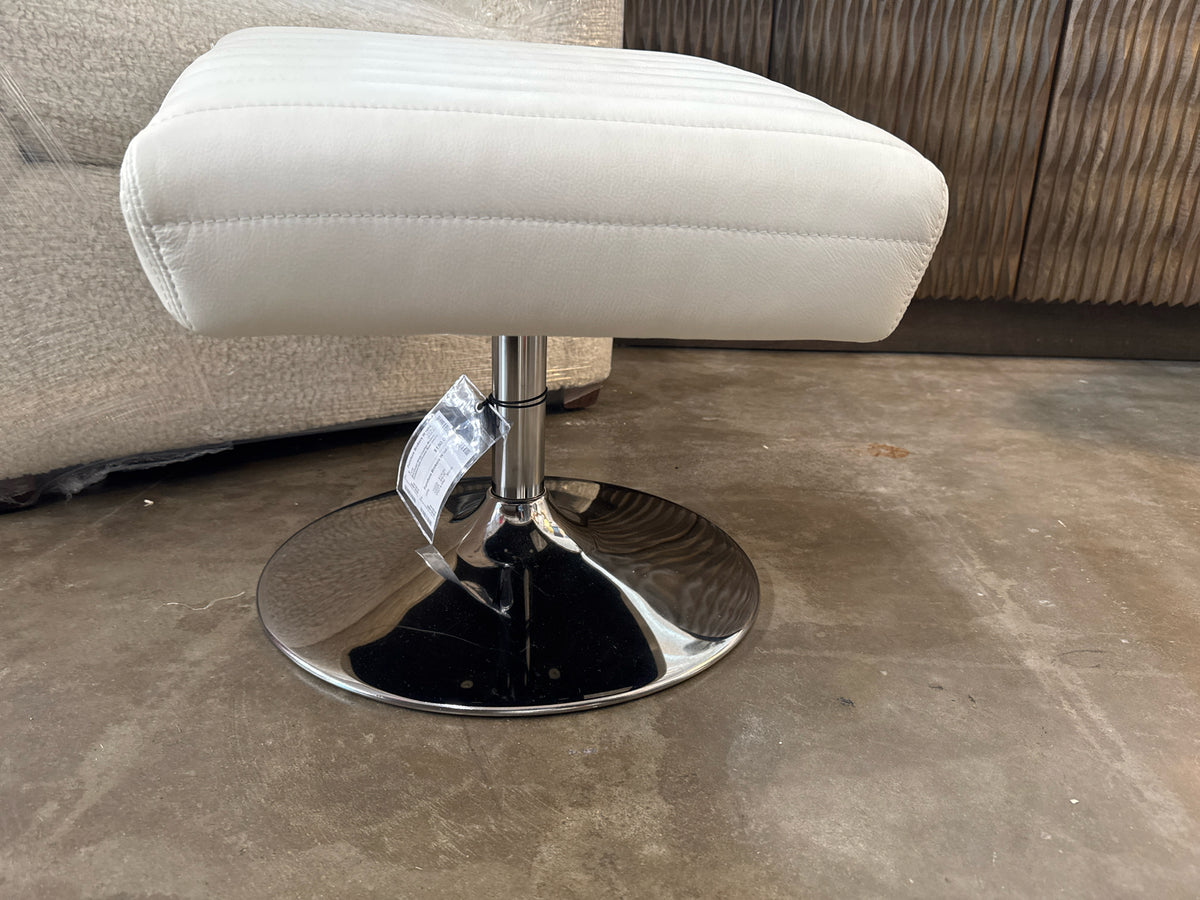 BoConcept White Leather Modern Footstool with Chrome Base (each)
