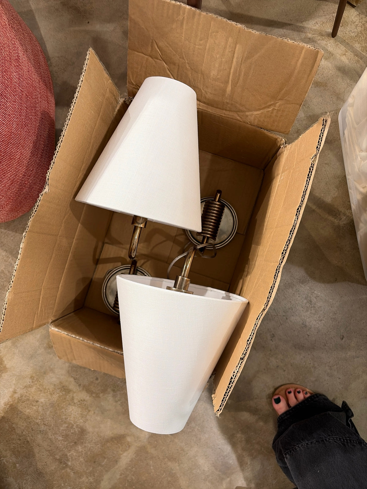 Urban Electric Co. Esme Wall Scone w/White Linen Shade