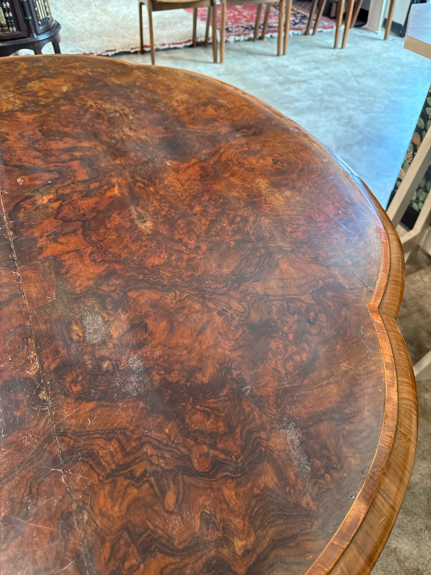 Antique Burled Wood Brass In Lay from Vanderbilt Estate 44 x 53