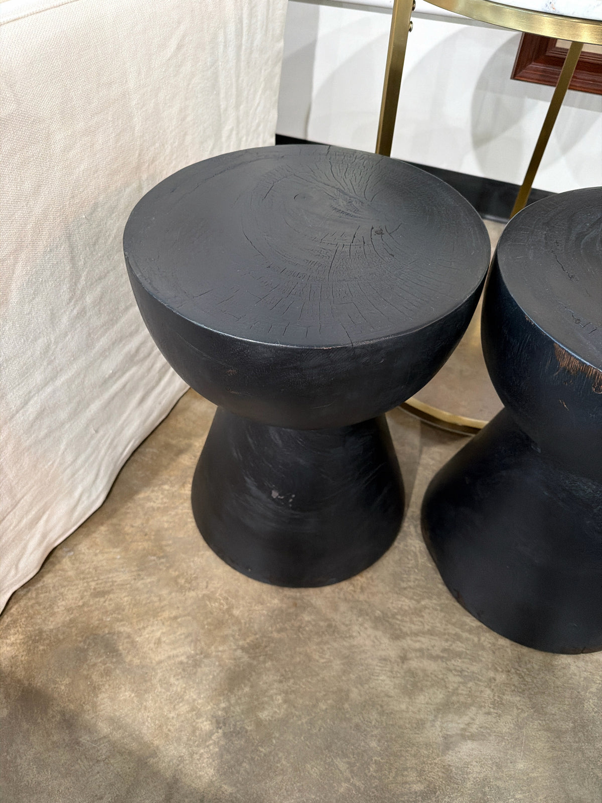 Dark Wood Knob Side Table