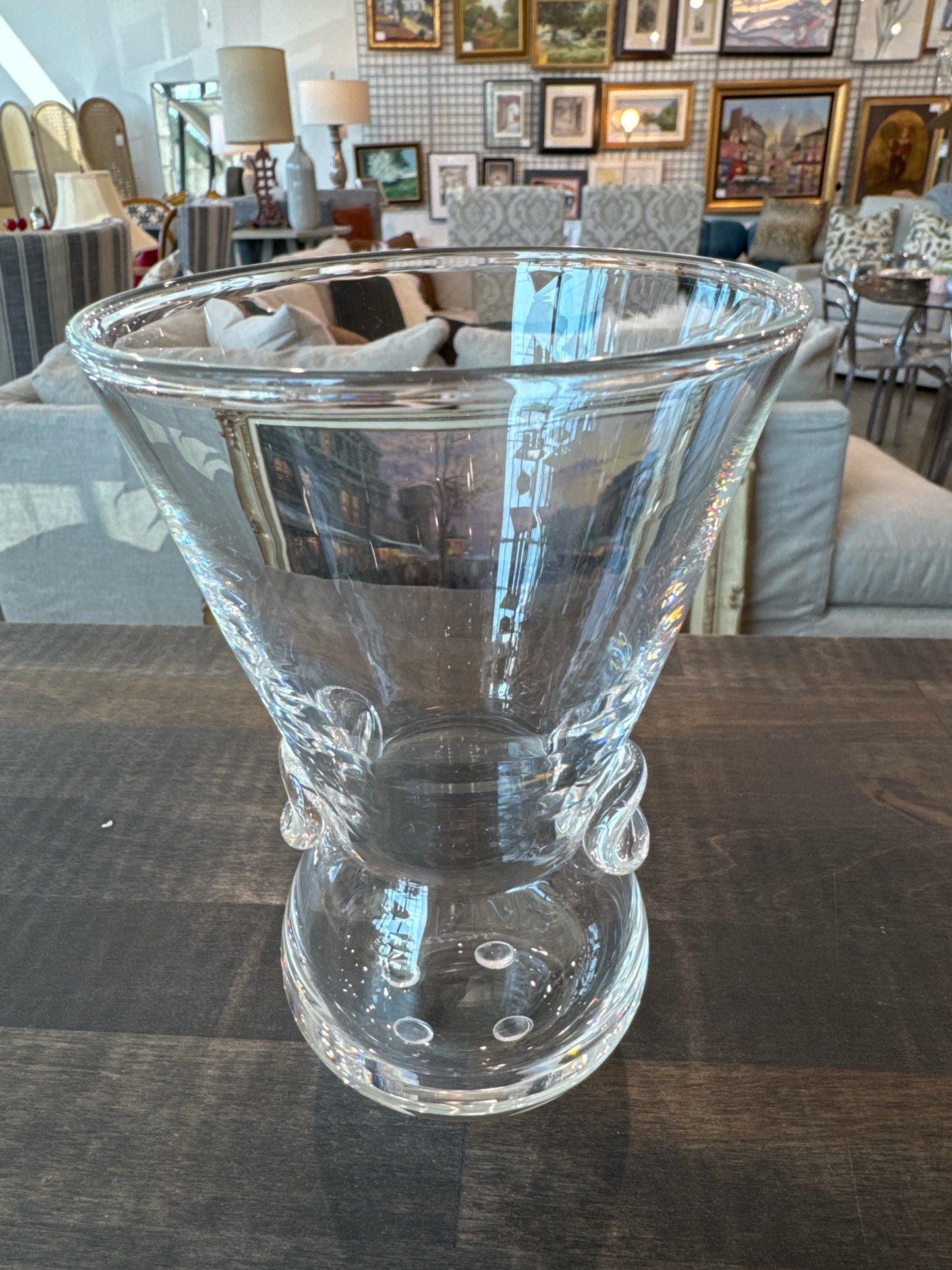 Steuben Hand Blown Crystal 6" Flower Vase (signed)