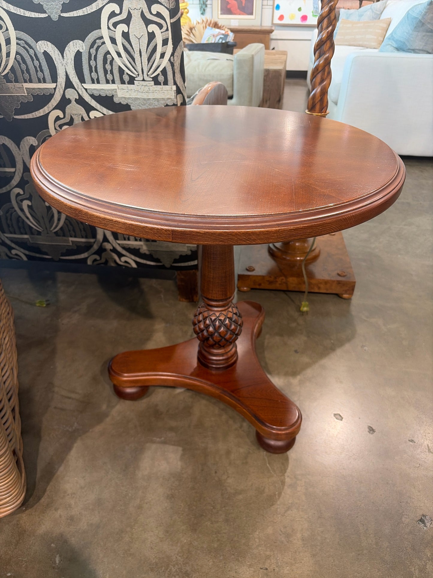 24" Round Solid Wood Side Table