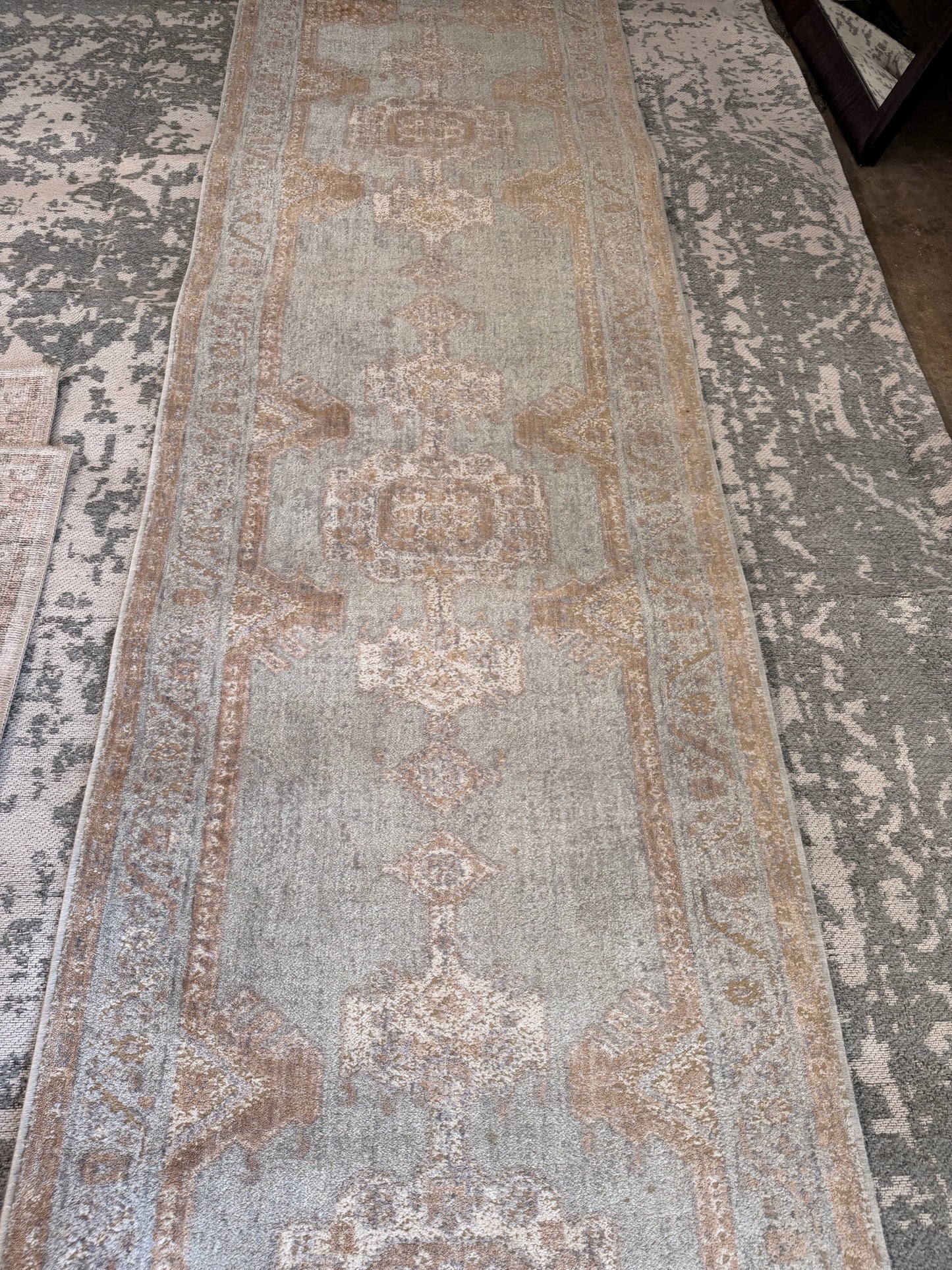 Carlisle Seafoam/Taupe Machine Made Runner 2'7" X 10