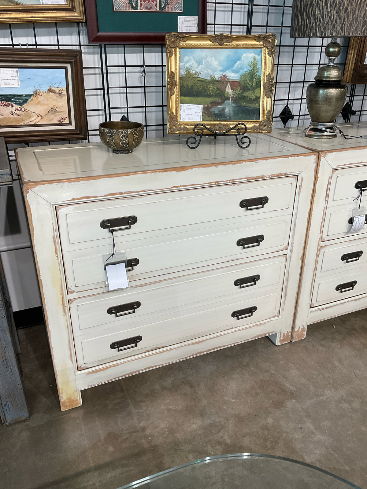 Ethan Allen, Ming File Cabinet - Distressed Aged Bisque 39 x 18 x 34H