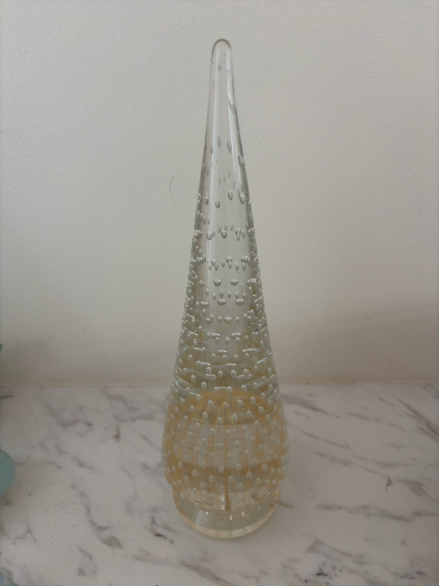 Murano Gold Dot Glass Bubble Obelisk