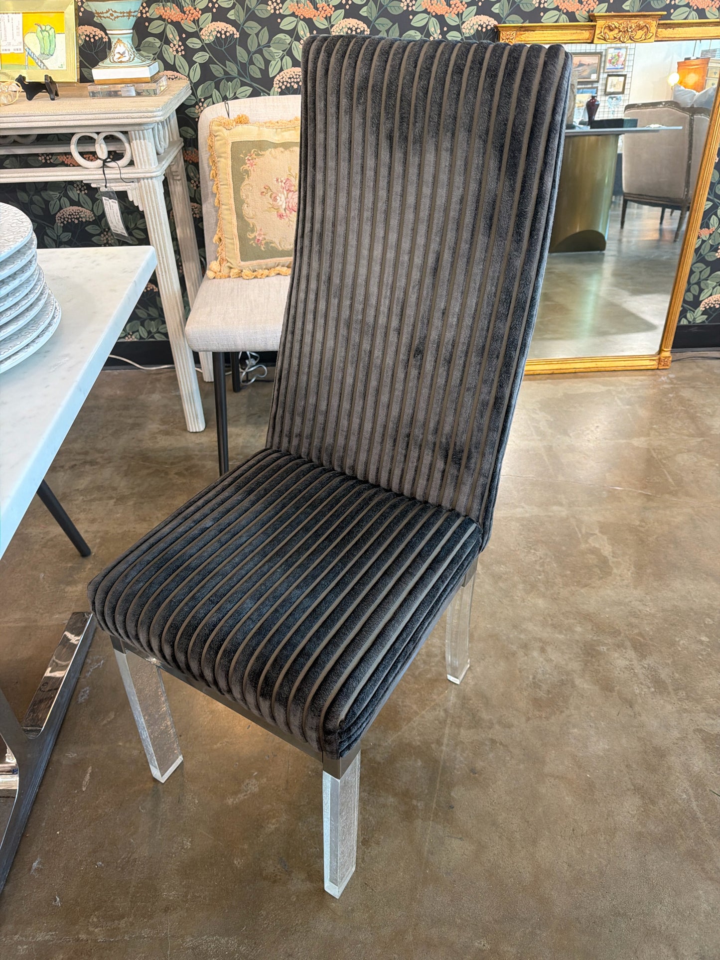 PAIR Vintage Charles Hollice Jones Chairs w/ Custom Kravet Charcoal Velvet