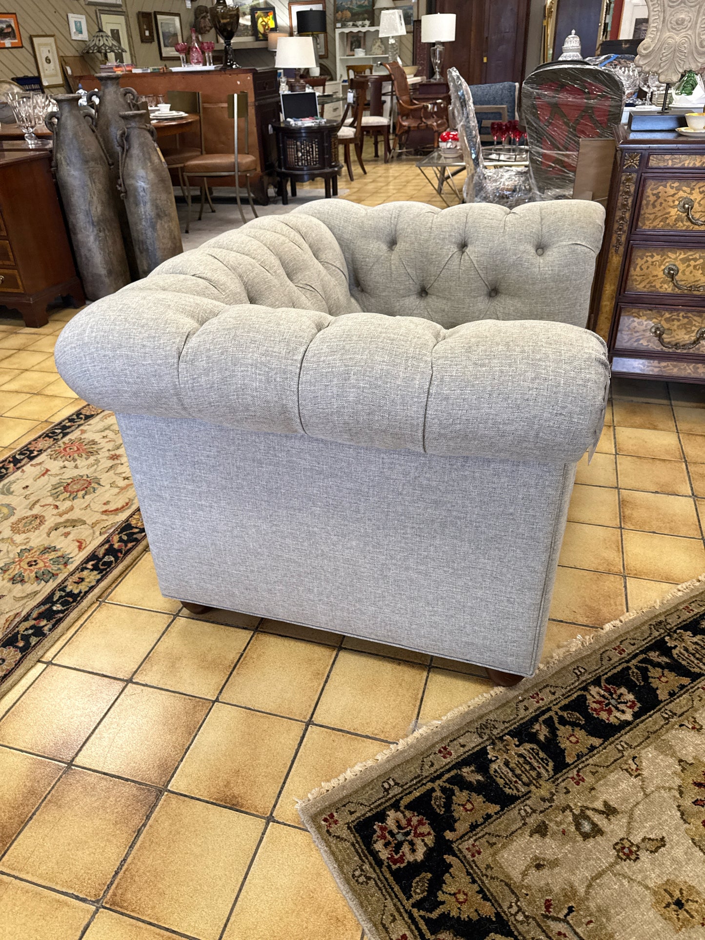 Pottery Barn Chesterfield- Grey Tufted Chair