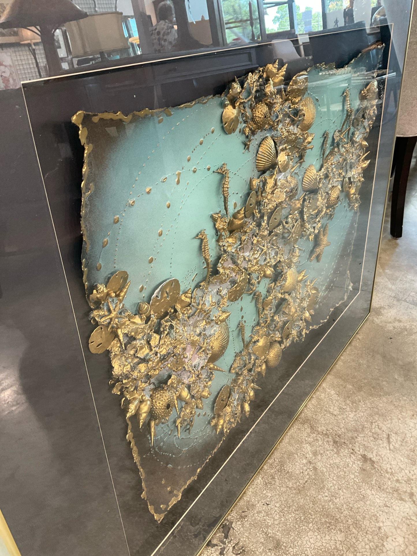 Original Bronzed & Teal Sea Floor Art by Alfred Lee