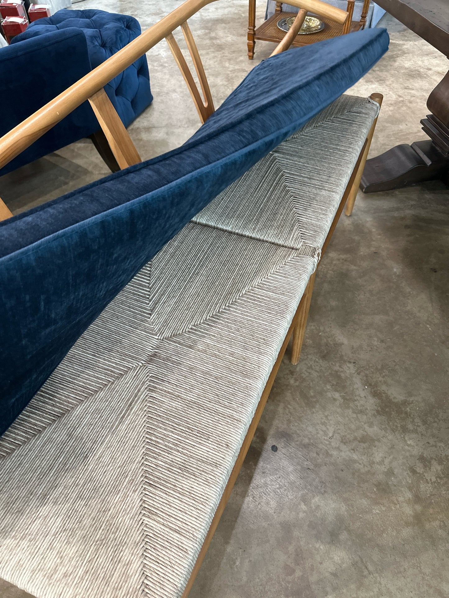 Bentwood Bench w/ Custom Blue Cushion