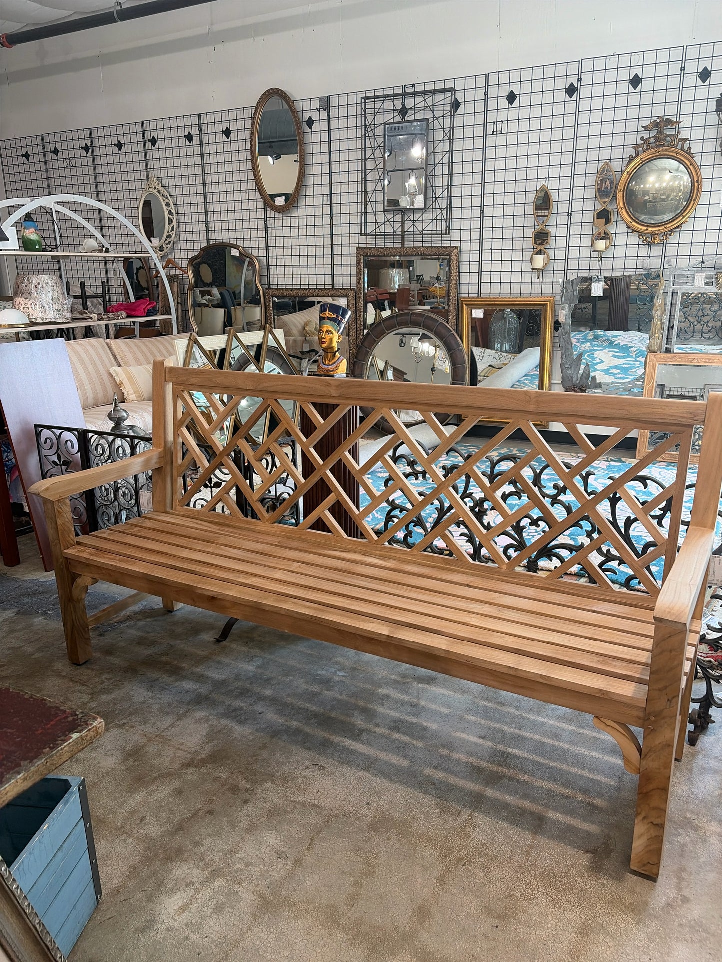 Marie Albert Chippendale Teak Bench (New)
