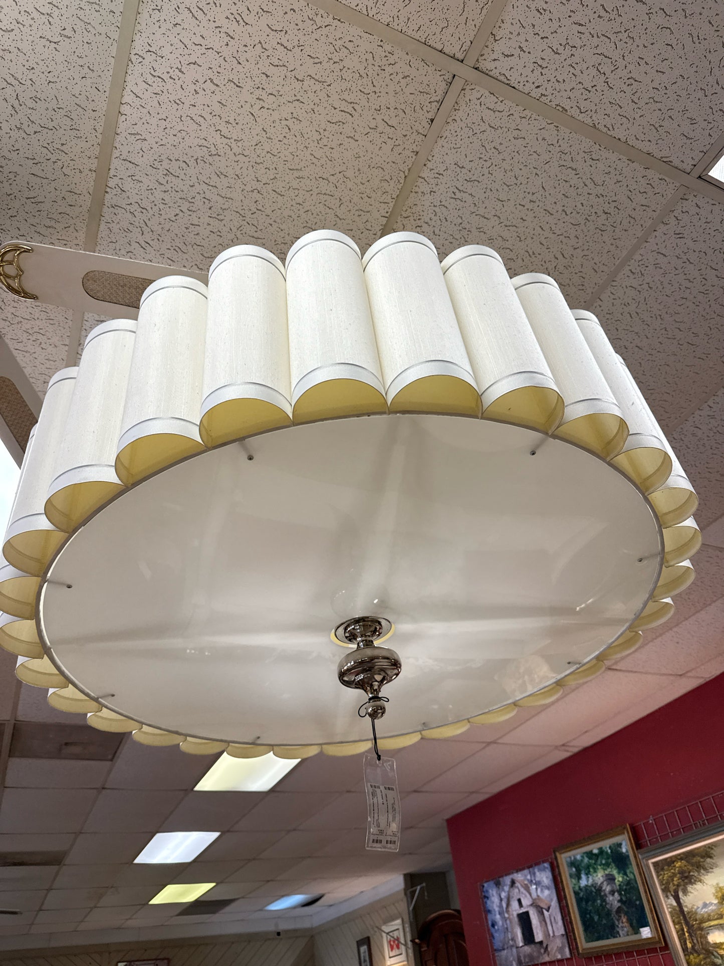 Global Views Fluted Pendant Nickel 46" Diam.