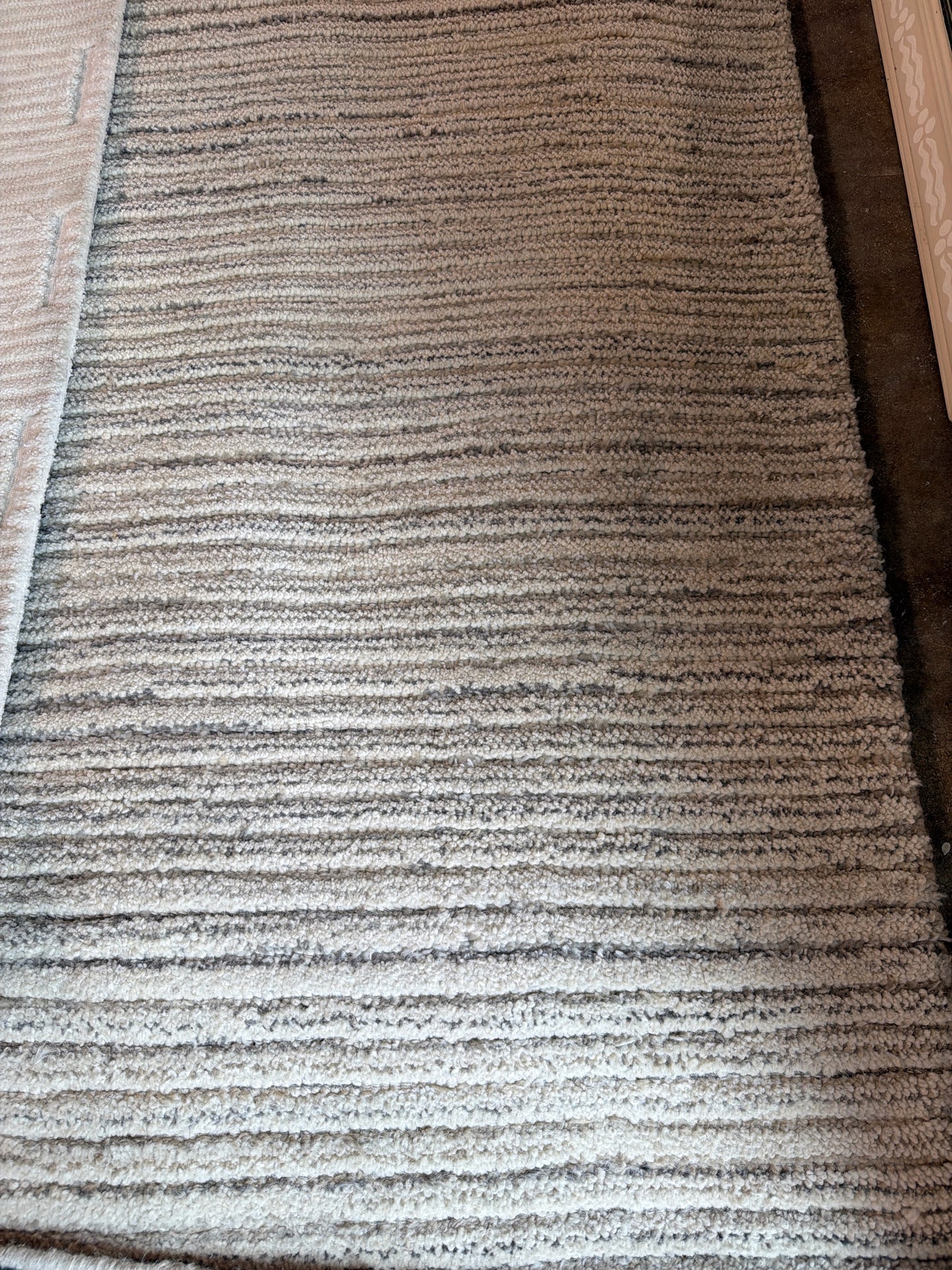 8 x 10 Off White/Grey Striped Rug "Burns"