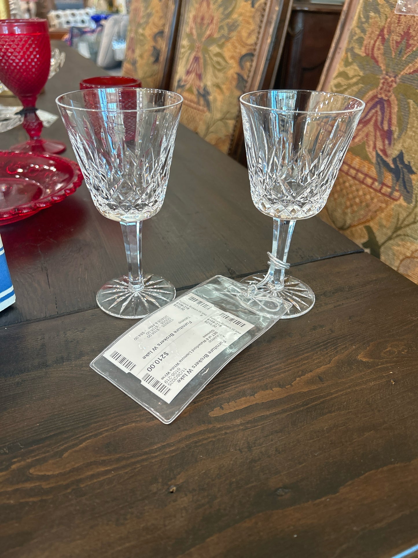 SET of 6 Waterford Lismore White Wine Glasses