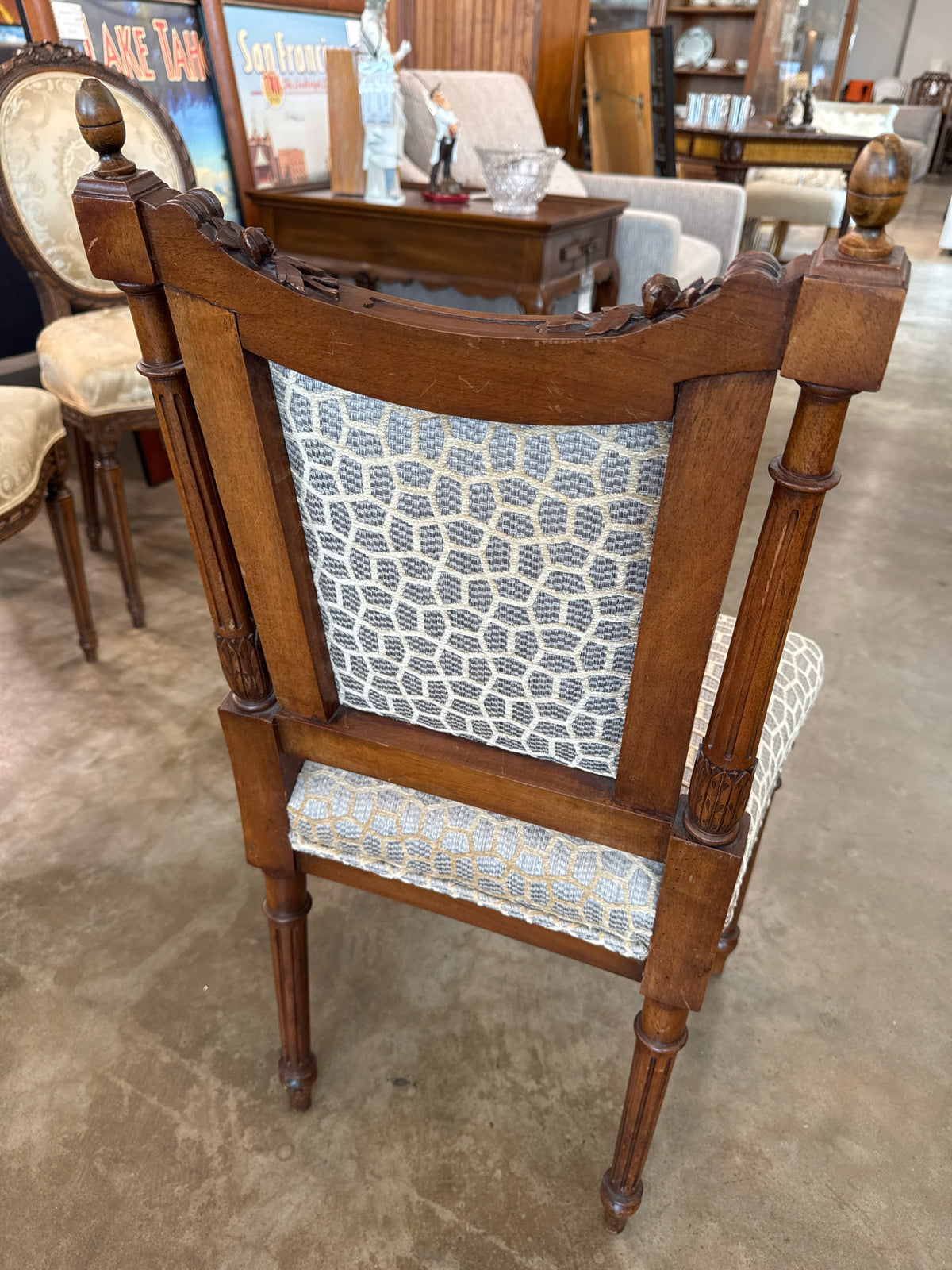 Vintage Eastlake Style Side Chair w/ New Custom Kravet Calico Series Upholstery