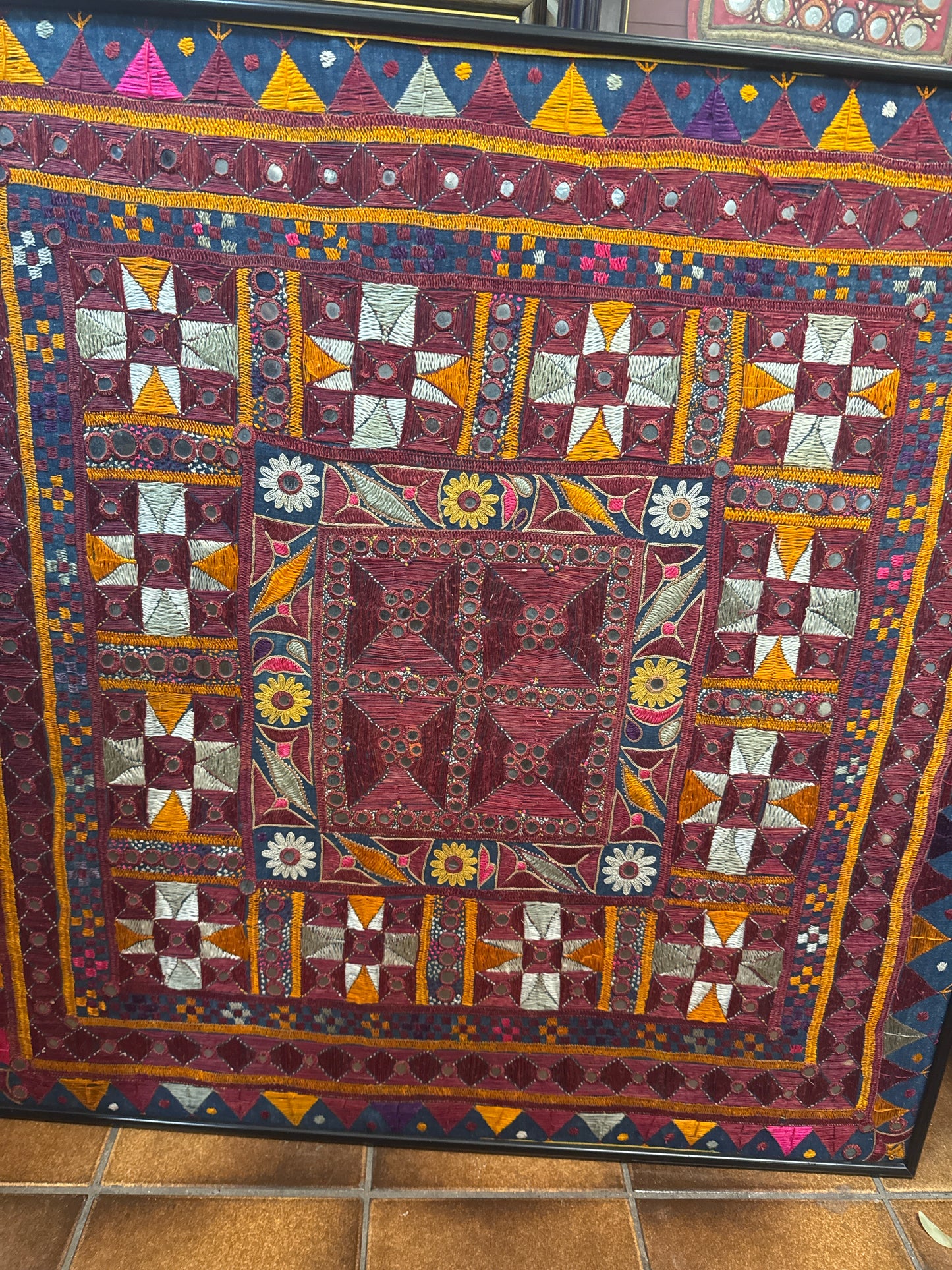 Vintage Chakla India in Black Frame 31x31