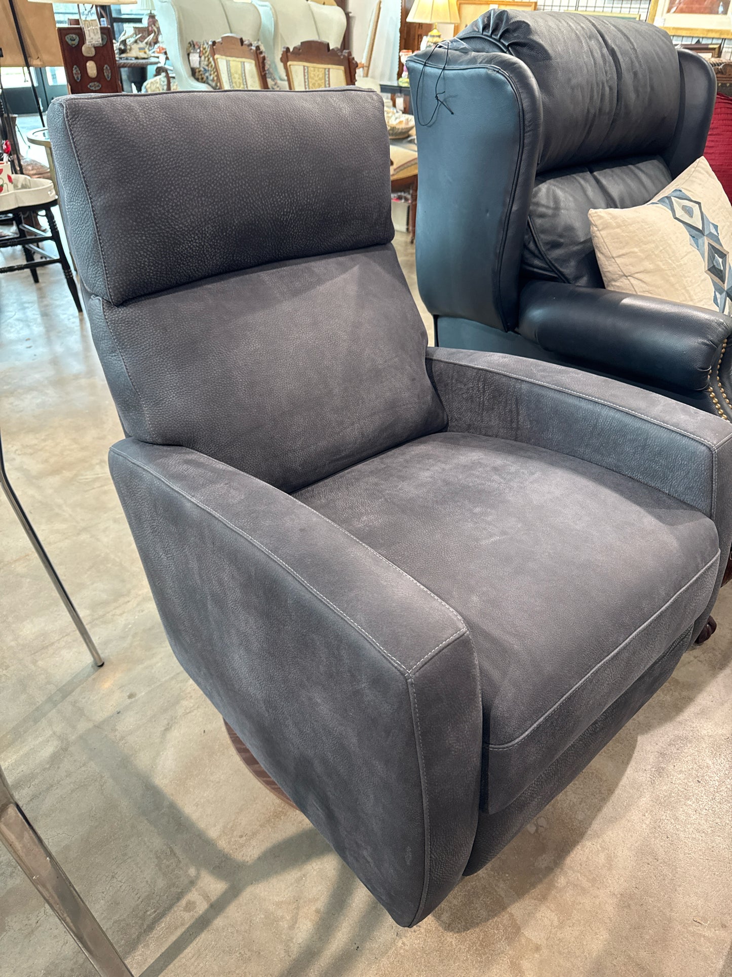 Elliot Gray Suede Recliner