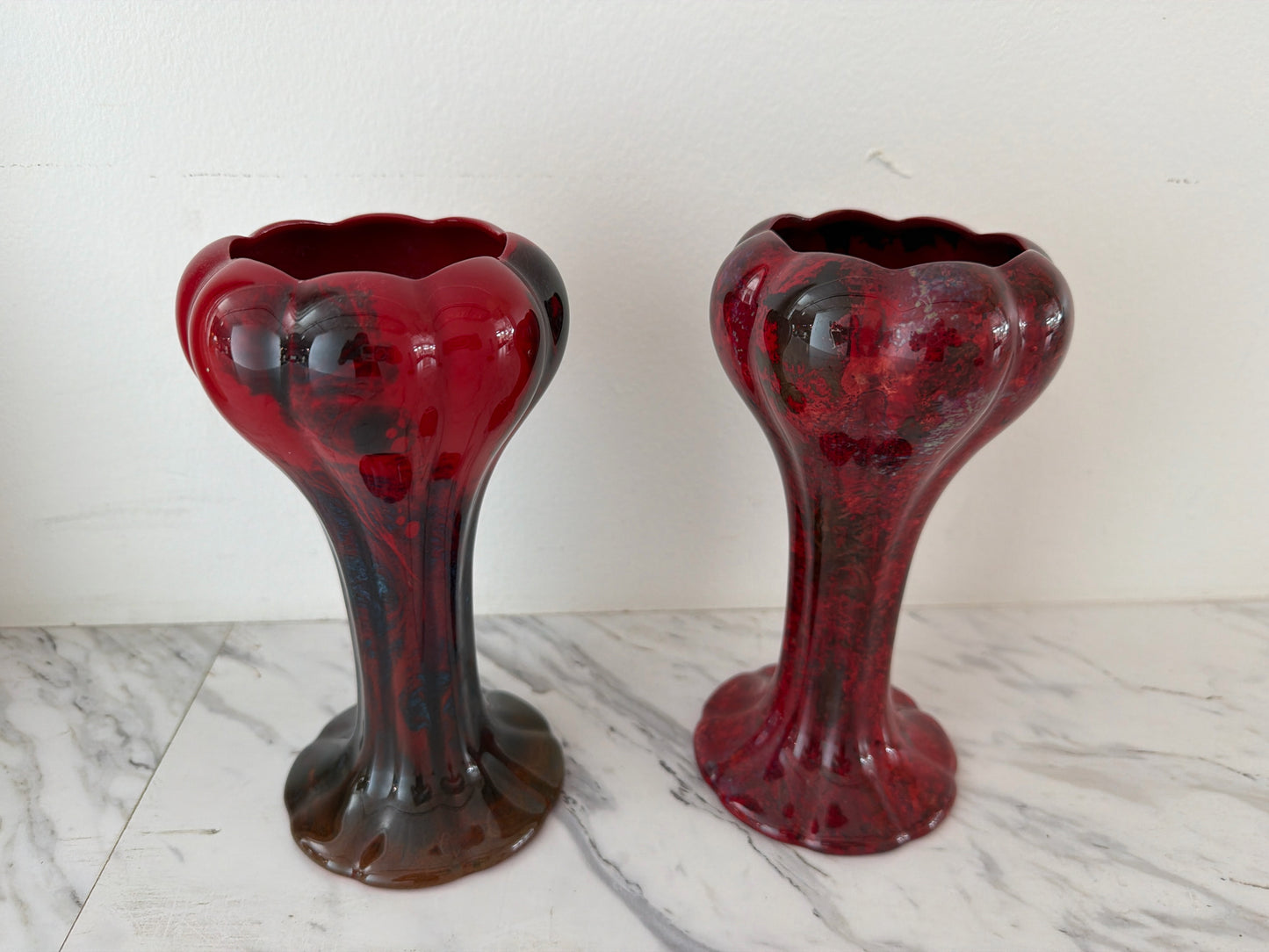 PAIR Royal Doulton Flambe Tulip Vases