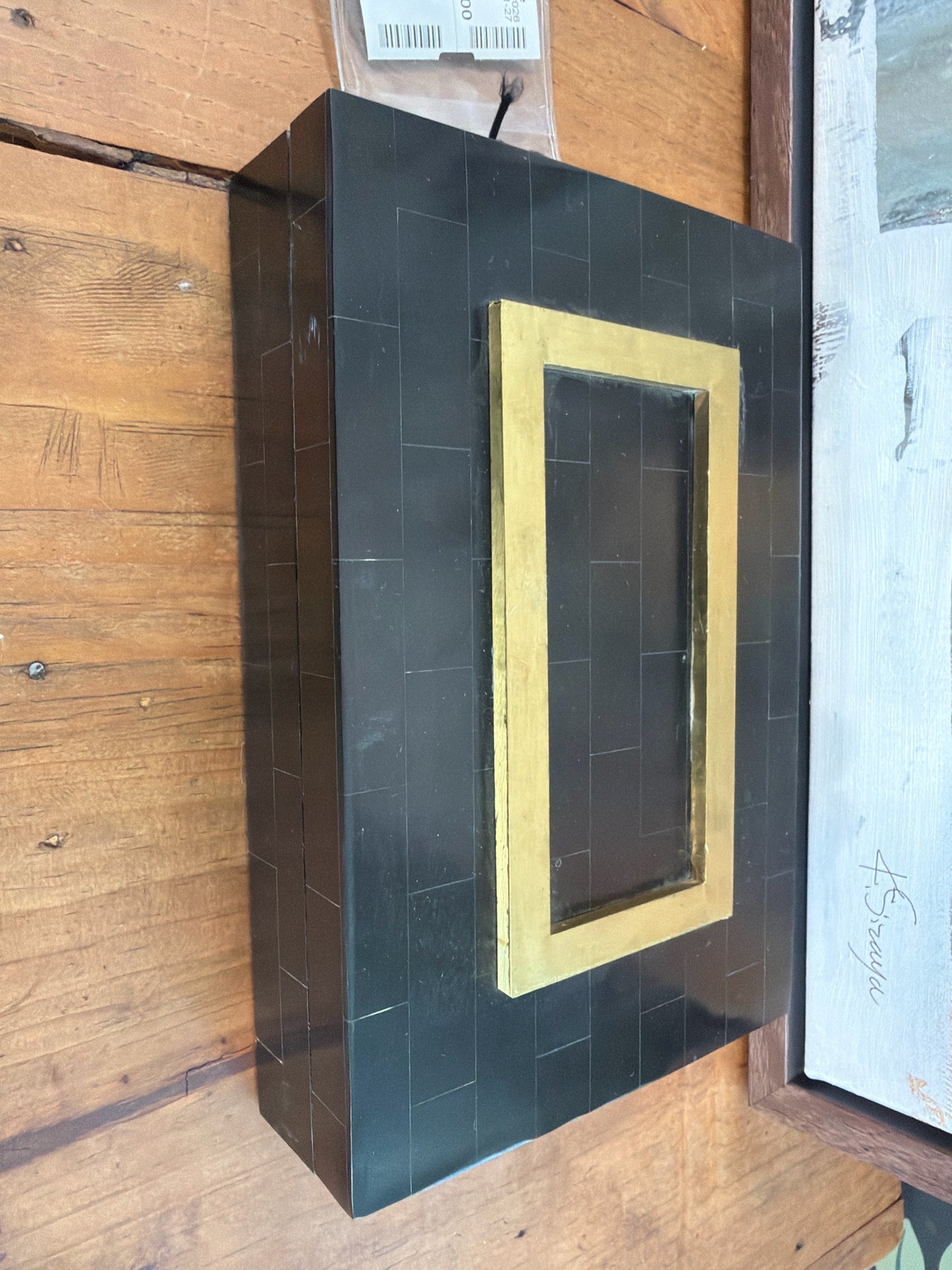 Back Home Net Decor Black Tile Bone Box Gold Rectangle Top