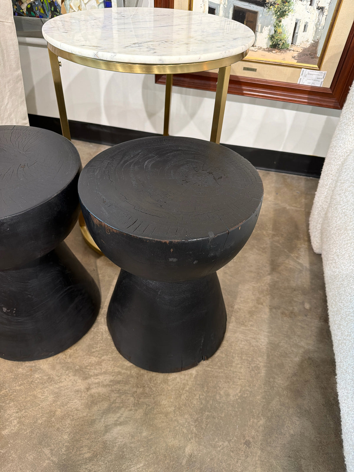 Dark Wood Knob Side Table