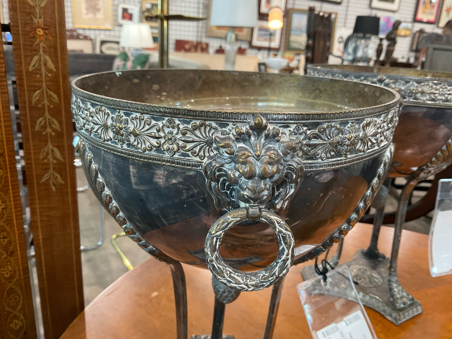 Antique Cast Bronze Empire Style Tripod Bowl