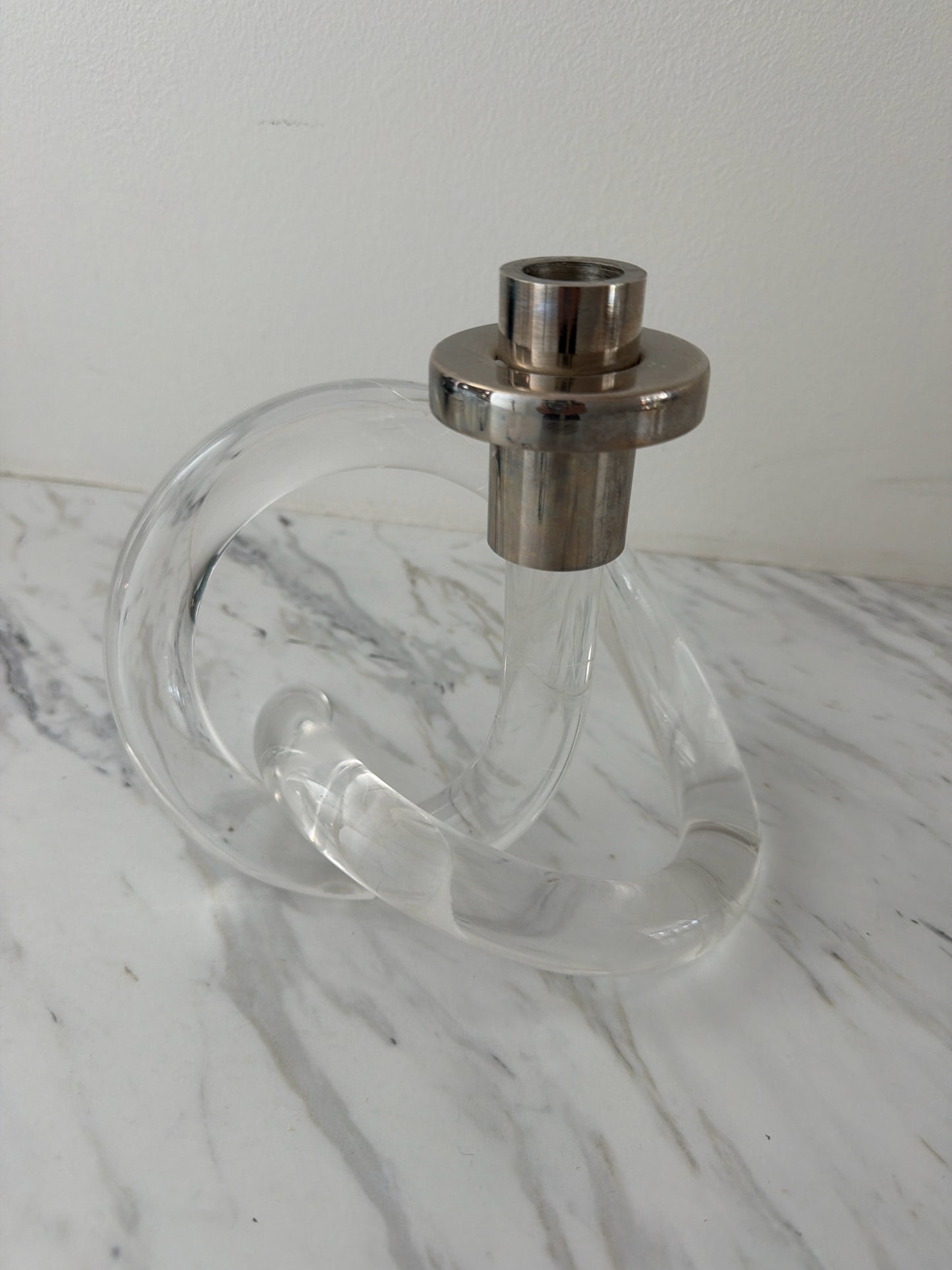 Vintage MCM "Dorothy Thorpe" Pretzel Lucite Candlestick