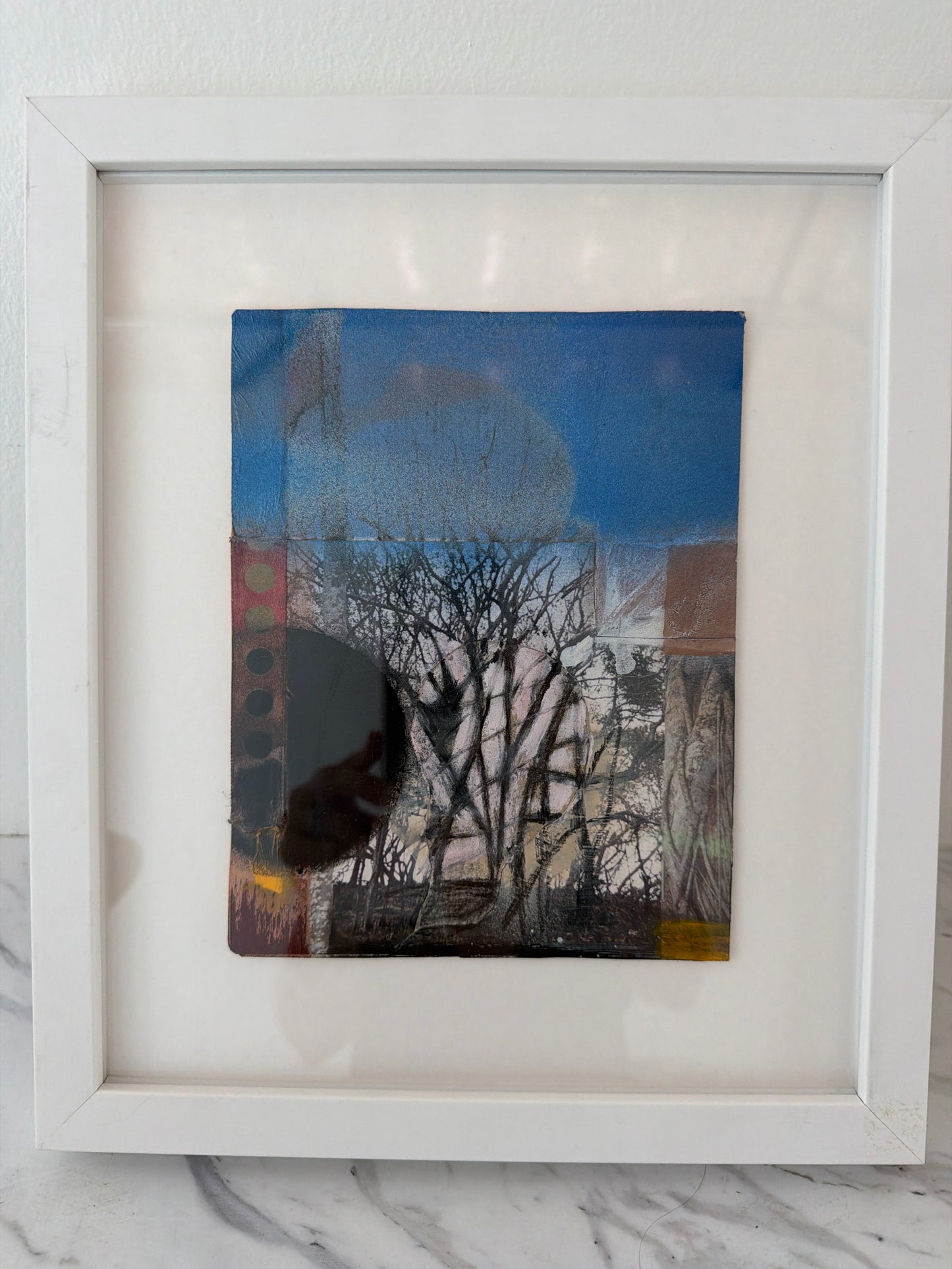 Mixed Media Collage "Blue Moon" by Carla Winterbottom 10.5/8 X 12.5/8