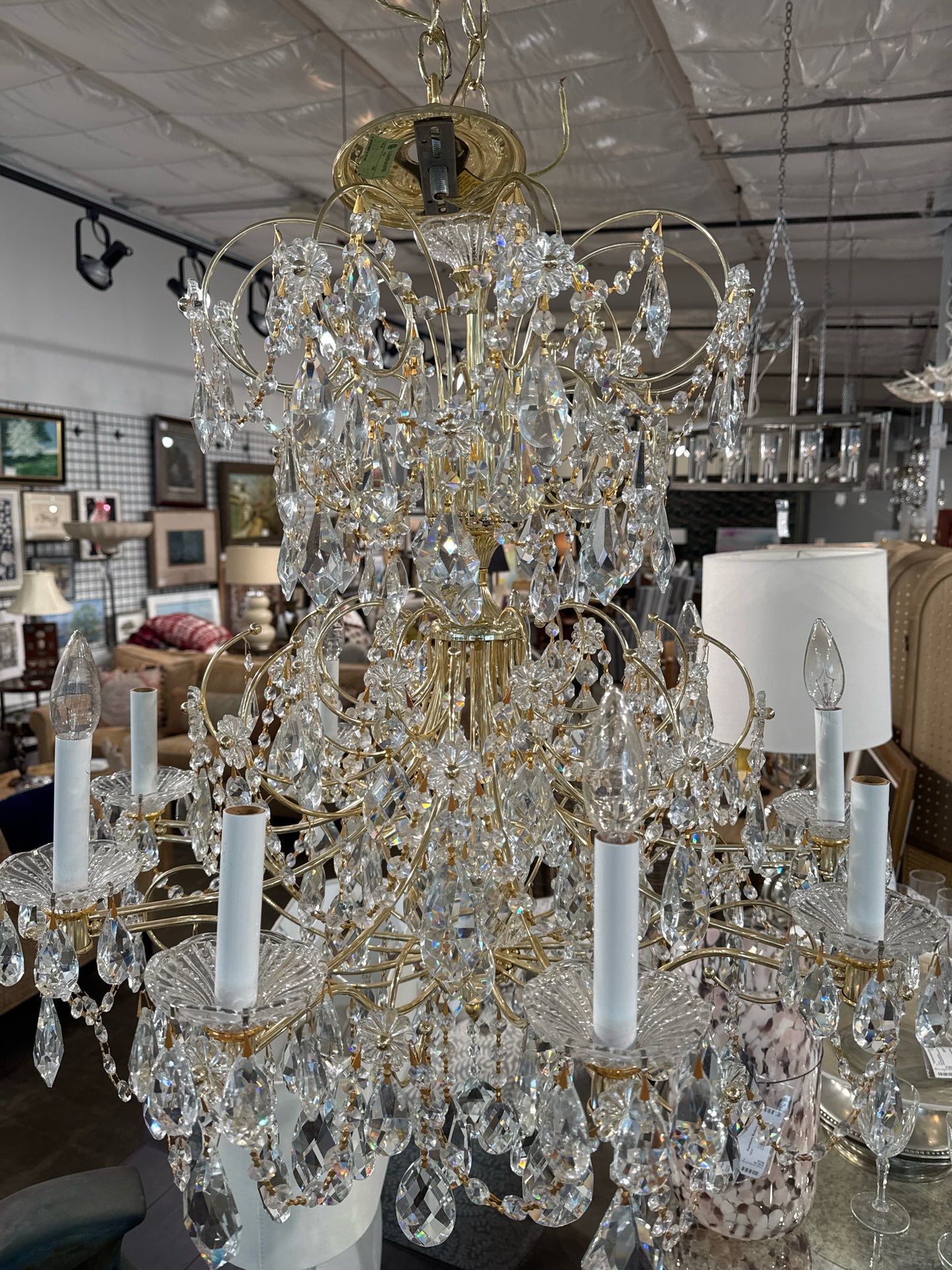 Luminaire Gold and Prism 9-Light Chandelier