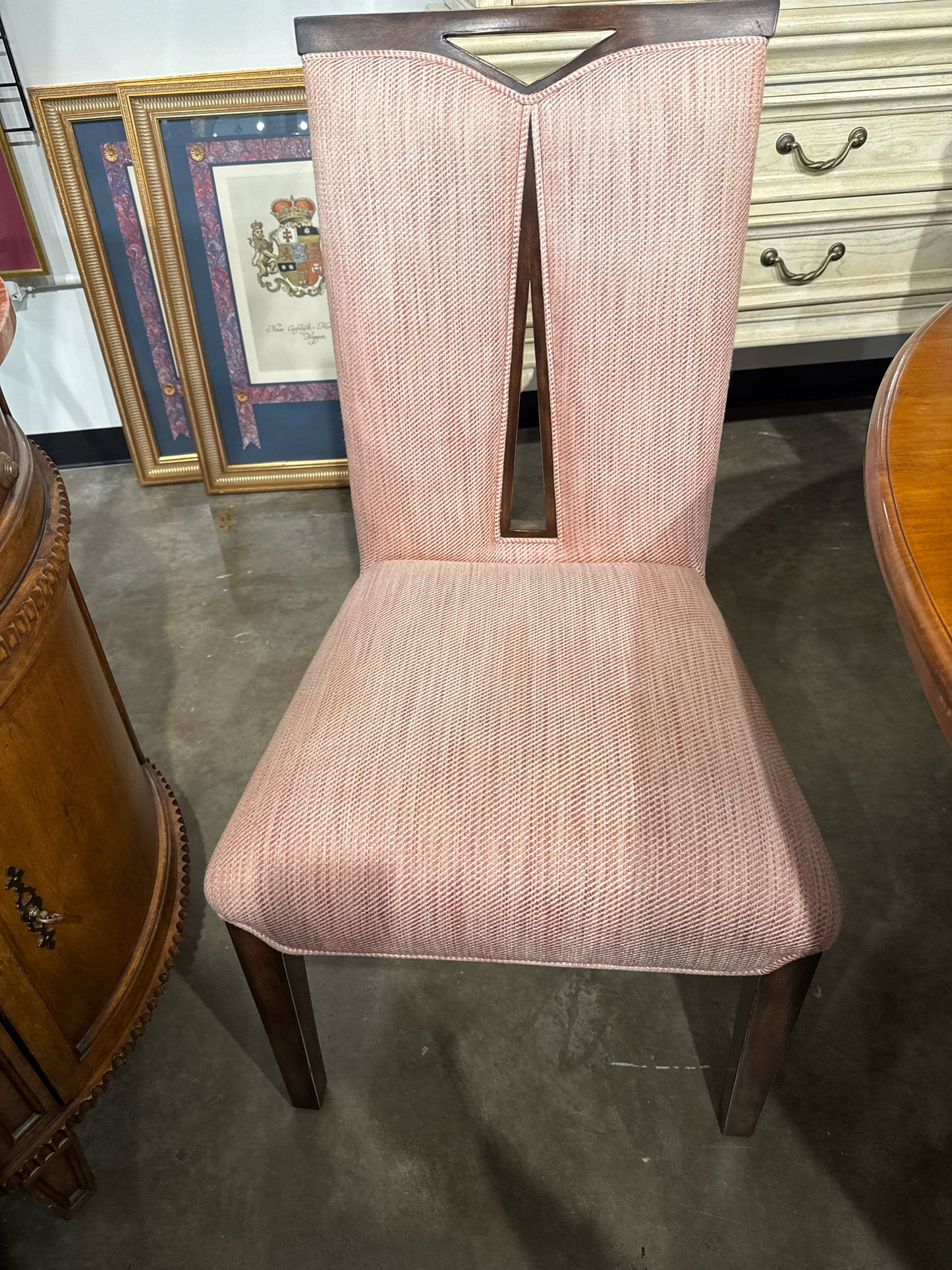 Set of 9 Dining Chairs Armless Rose Upholstery
