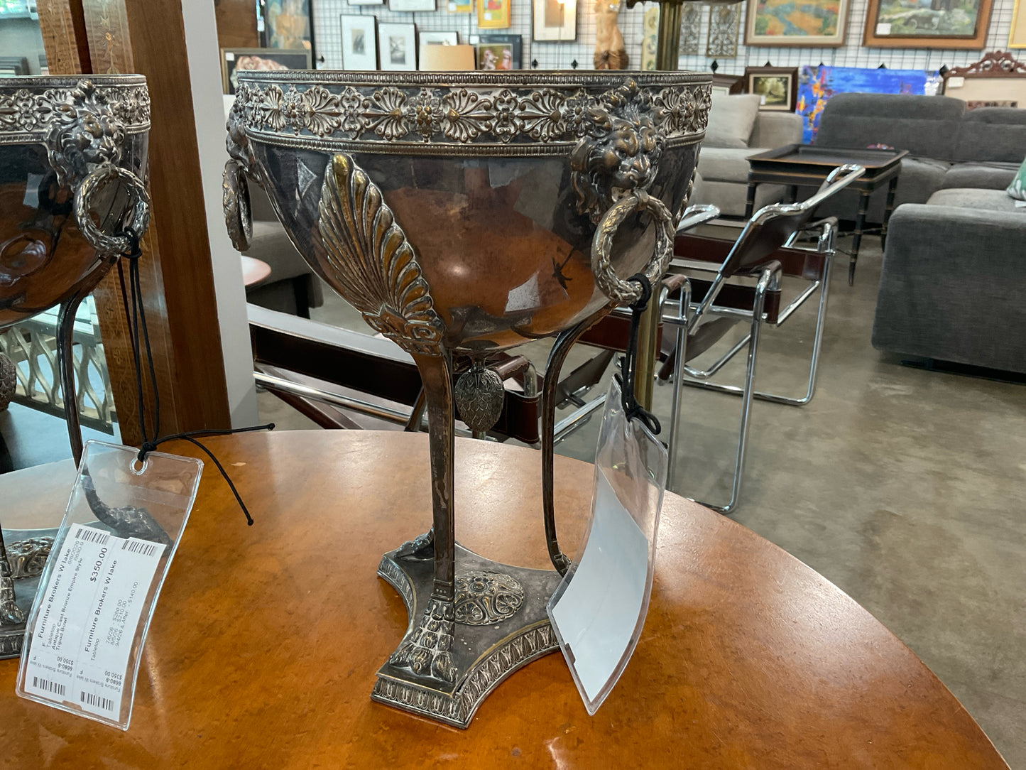 Antique Cast Bronze Empire Style Tripod Bowl