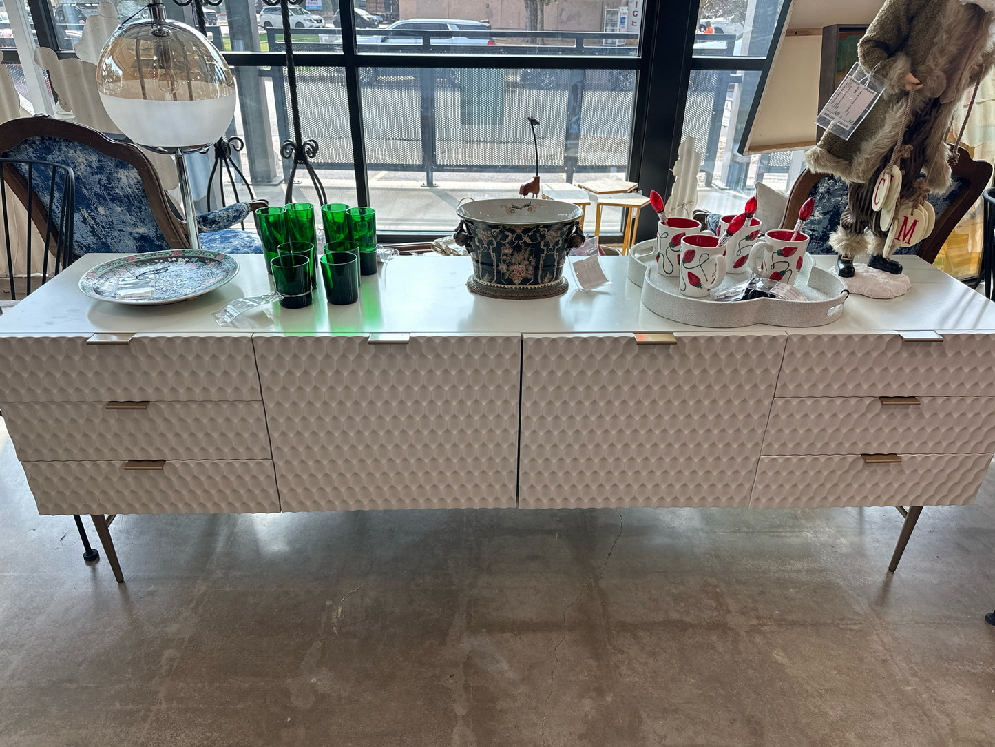 West Elm Console Cream/Gold Accent 6 Drawers