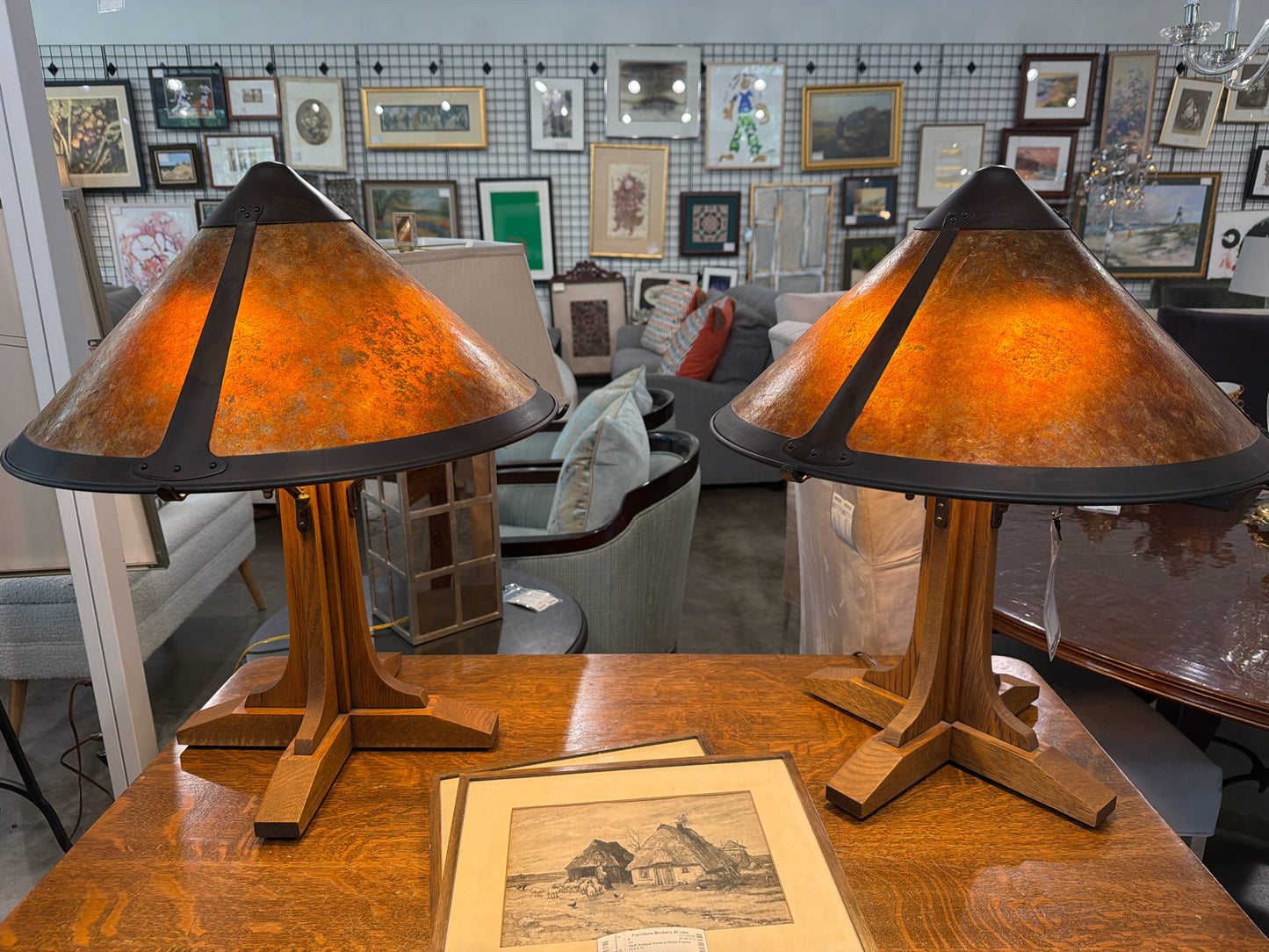 PAIR Custom Made Mission Style Lamps by Mica Lamp Co.