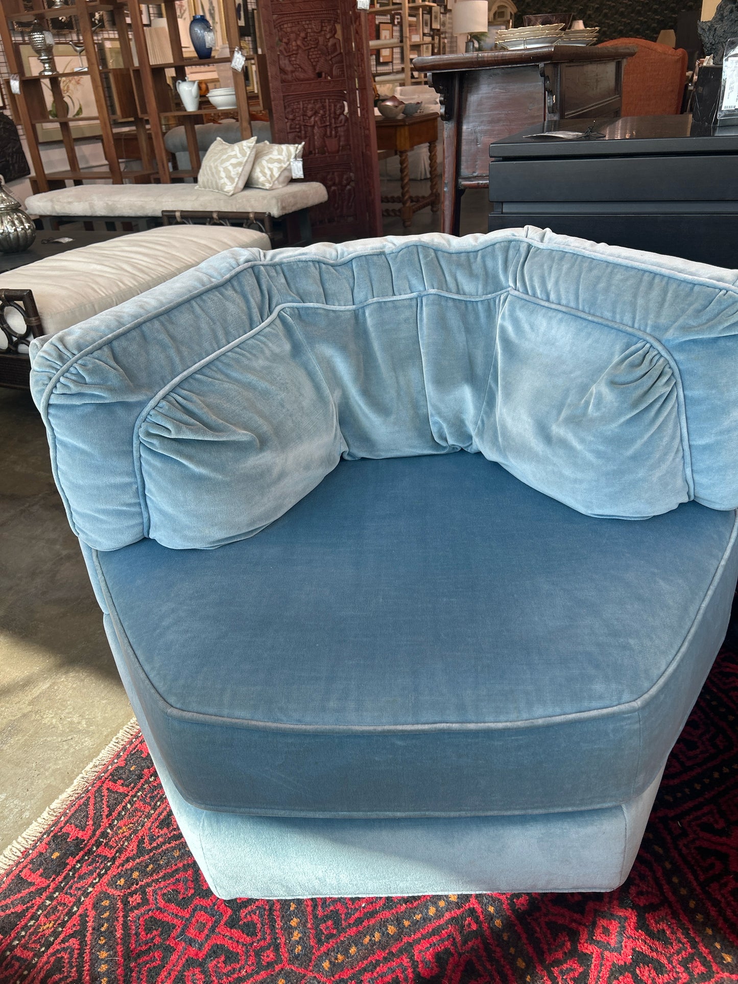PAIR Vintage Blue Velvet "Flair" by Bernhardt Chairs