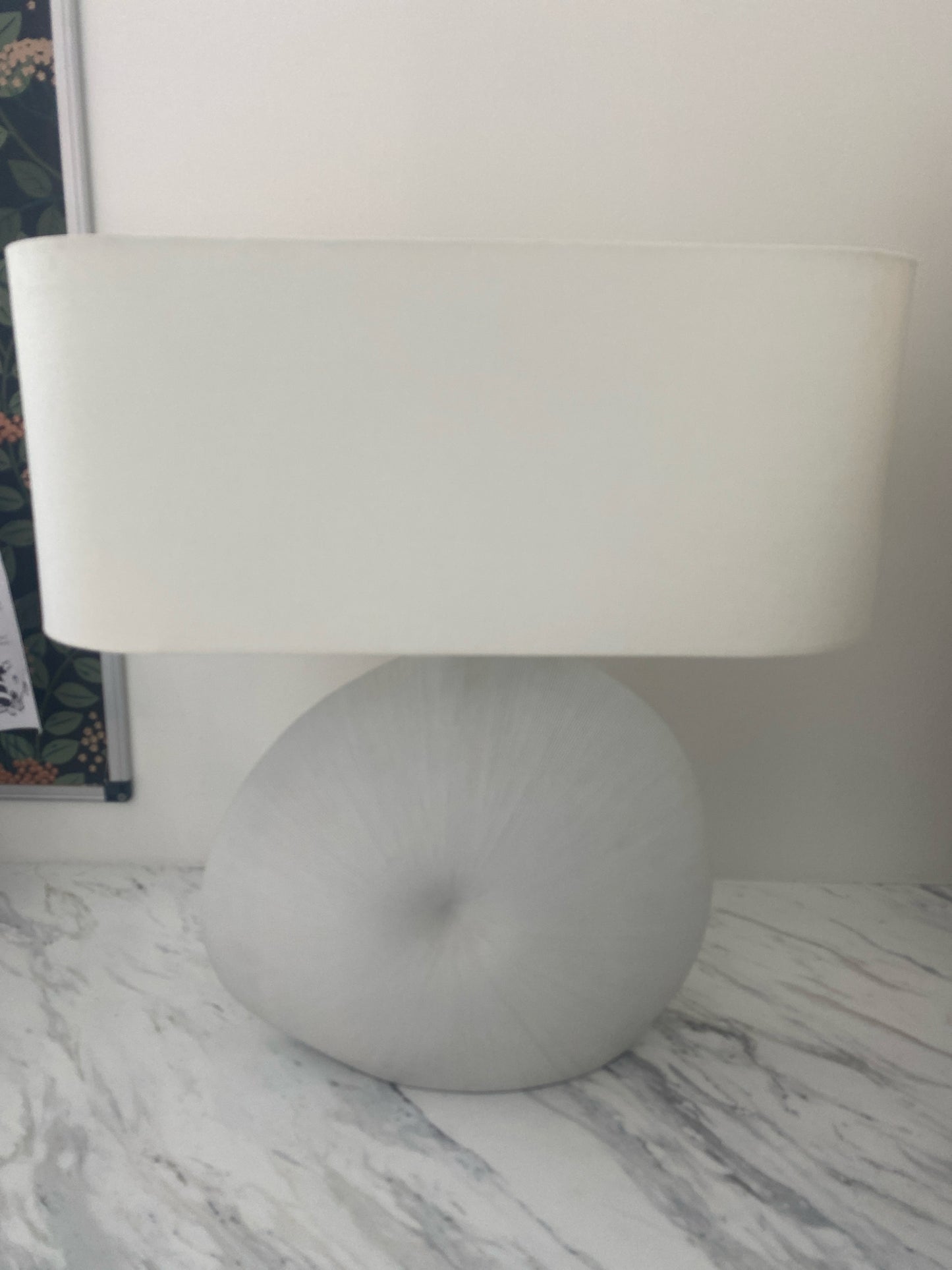 Four Hands 'Busaba' Flat Shell Lamp w/ Oblong White Shade